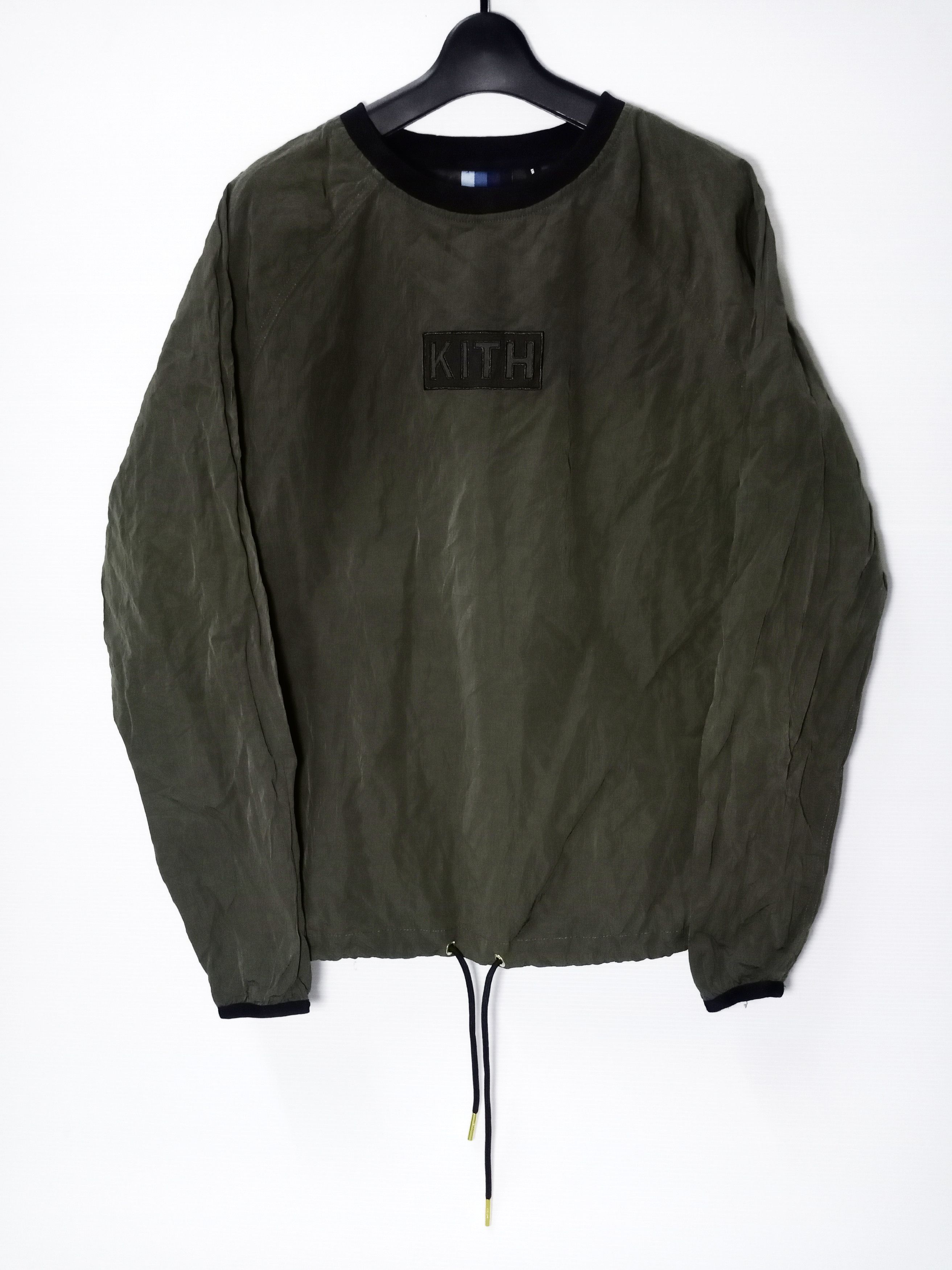 Kith L/S Crinkle Nylon Johnson outlet Crewneck, Dark Olive