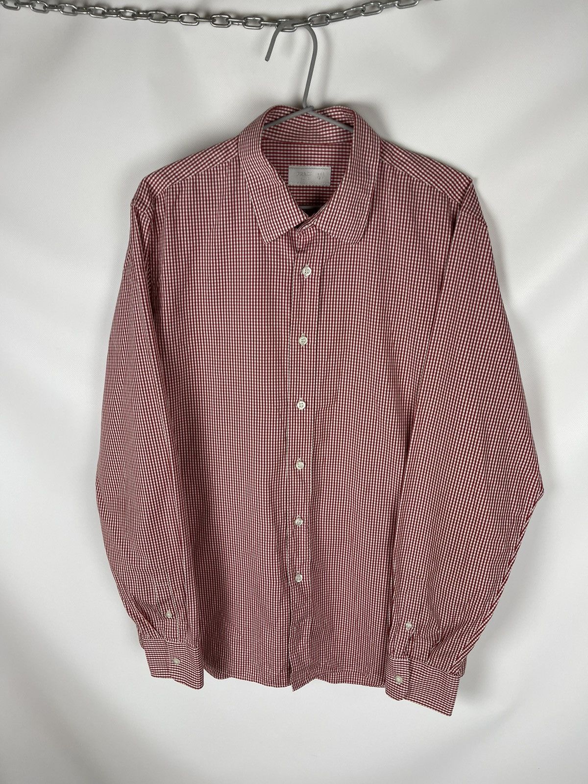 Prada Prada Milano red checkered long sleeve shirt button up Size US L / EU 52-54 / 3 - 6 Thumbnail