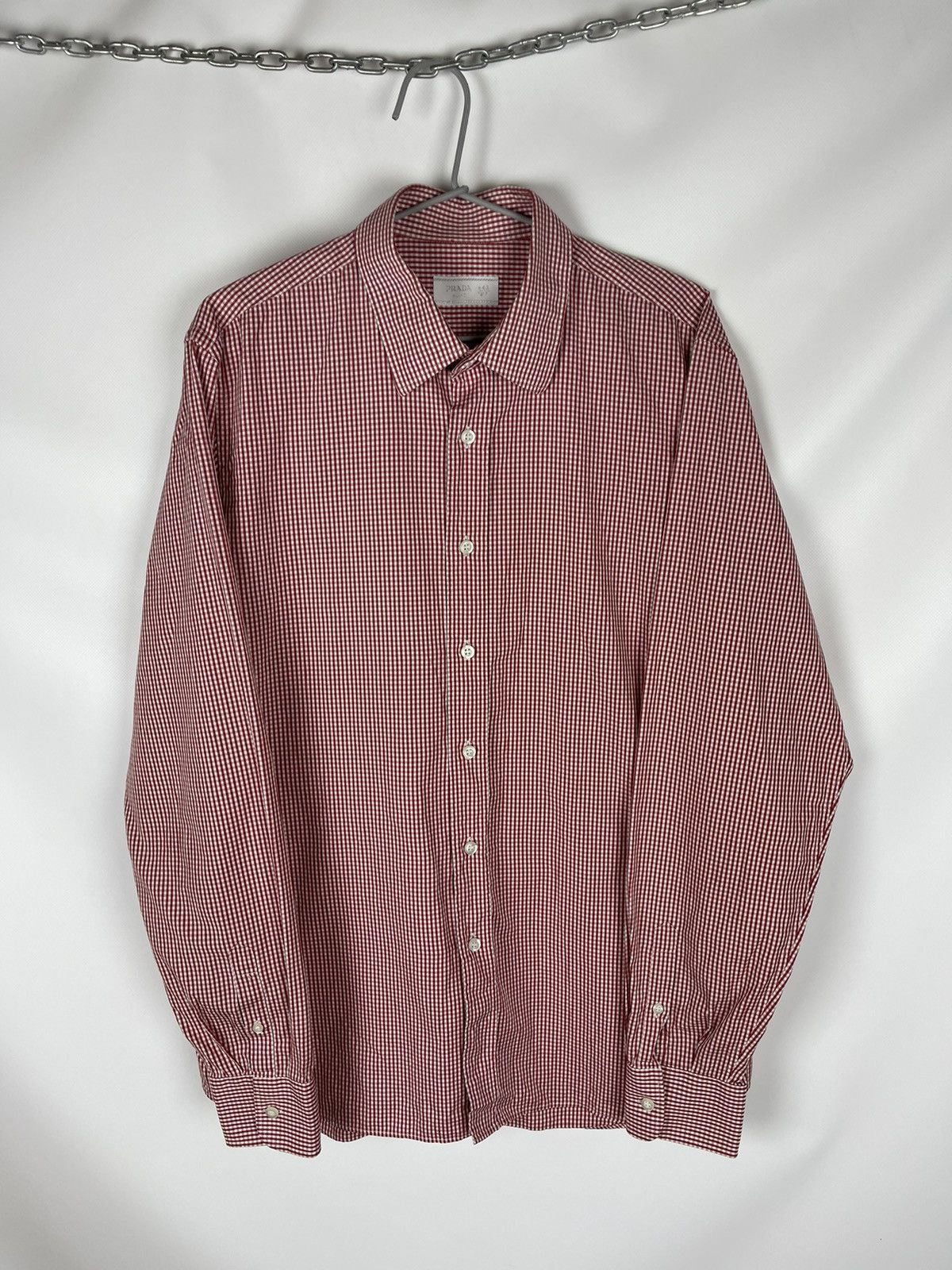 Prada Prada Milano red checkered long sleeve shirt button up Size US L / EU 52-54 / 3 - 1 Thumbnail