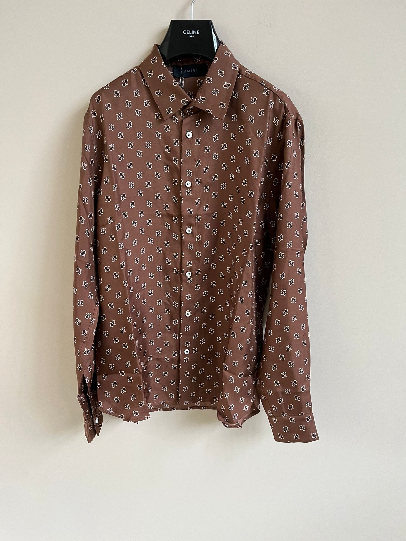 Paisley Long Sleeve Shirt in Dark Brown