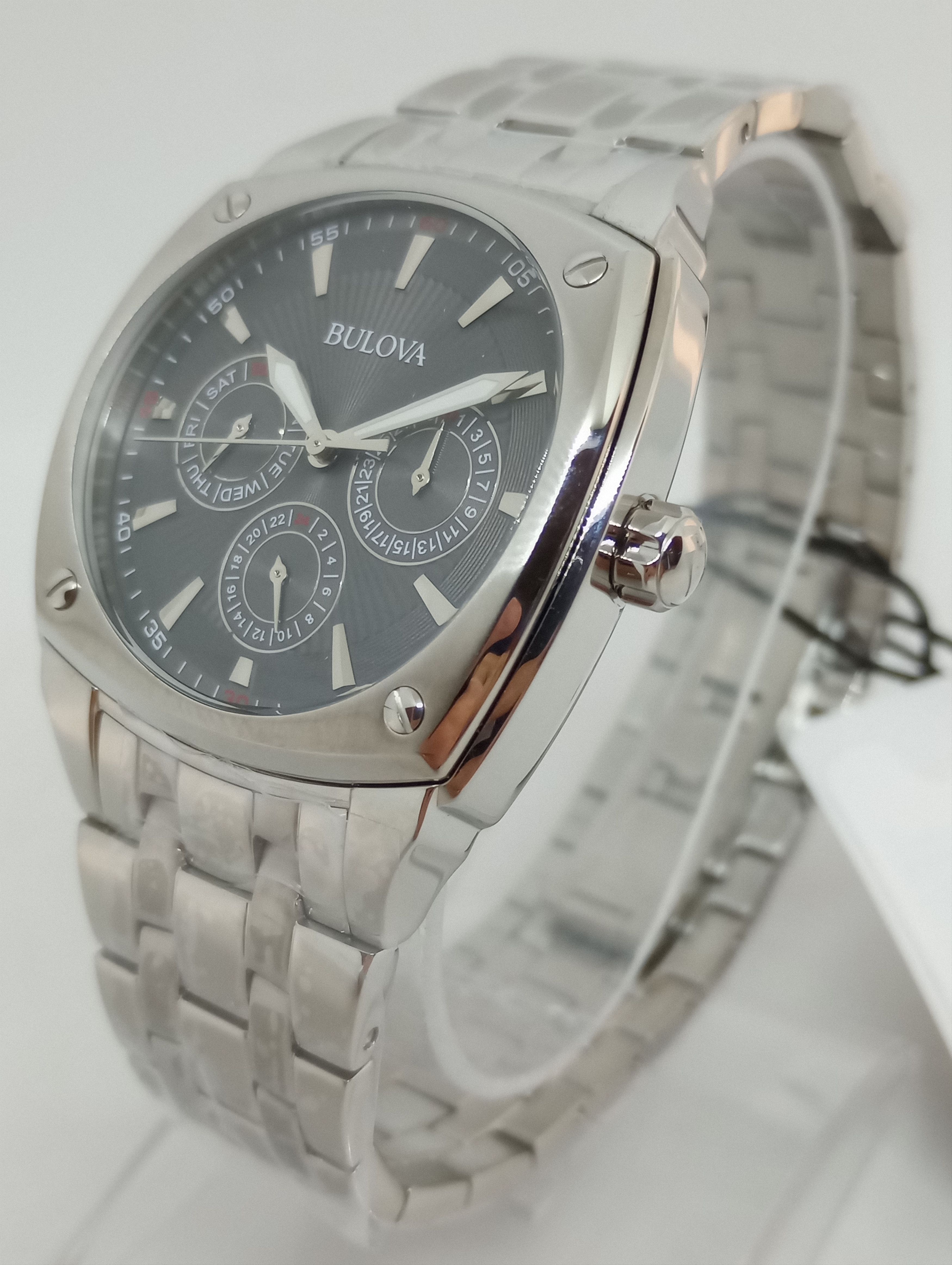 Bulova Classic Collection Multifunction Grey Dial Silver Steel Strap Watch for Men - 96C148