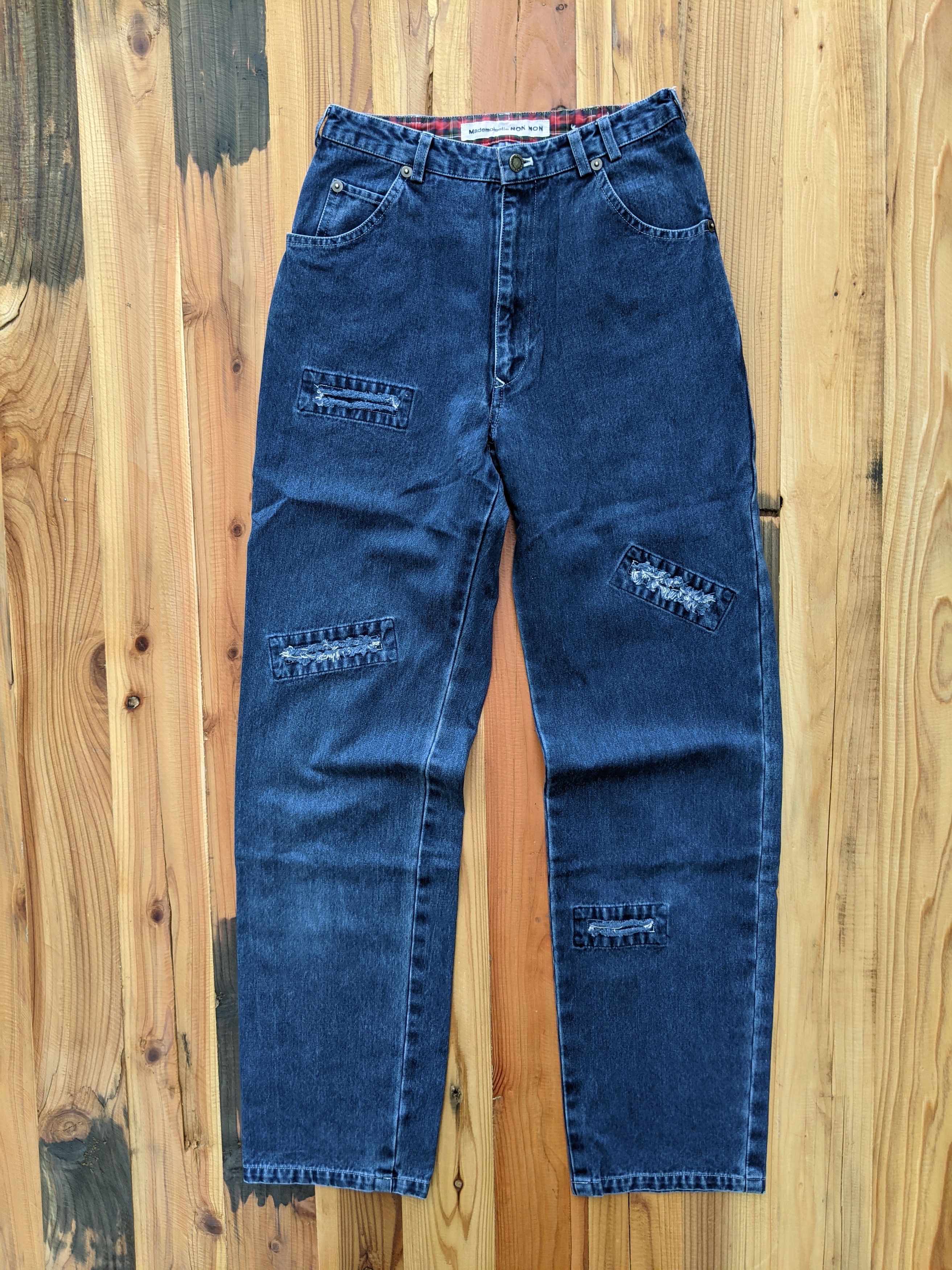 image of Mademoiselle Non Non Distressed Denim Jeans Size 23 in Blue Denim, Men's
