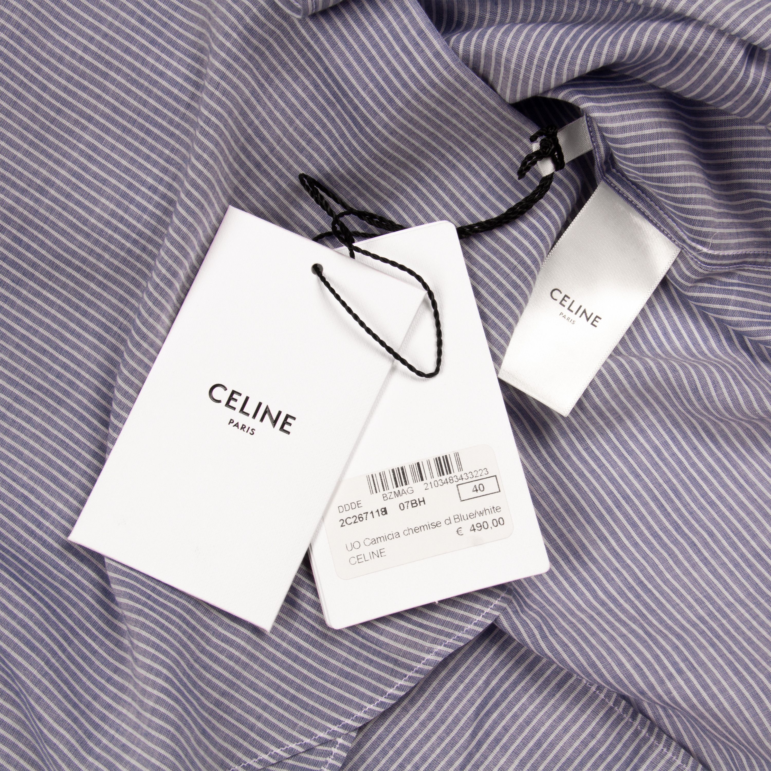 Celine CELINE MANDARIN COLLAR STRIPED SHIRT Size US L / EU 52-54 / 3 - 4 Thumbnail