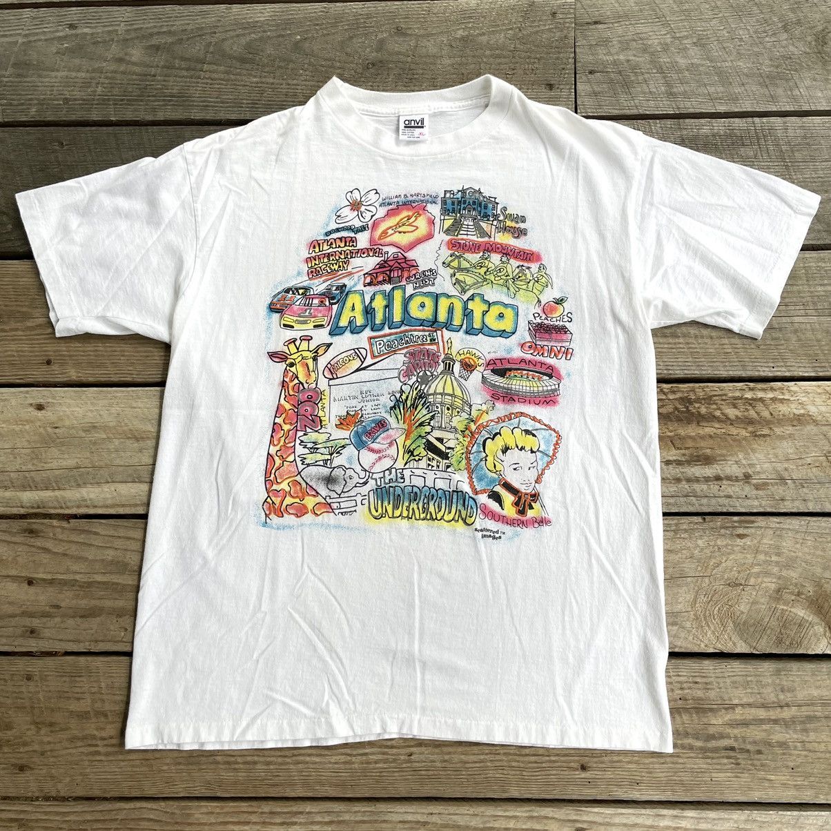 Anvil Vintage 90s Atlanta Georgia Tourist T Shirt Size US XL / EU 56 / 4 - 1 Thumbnail