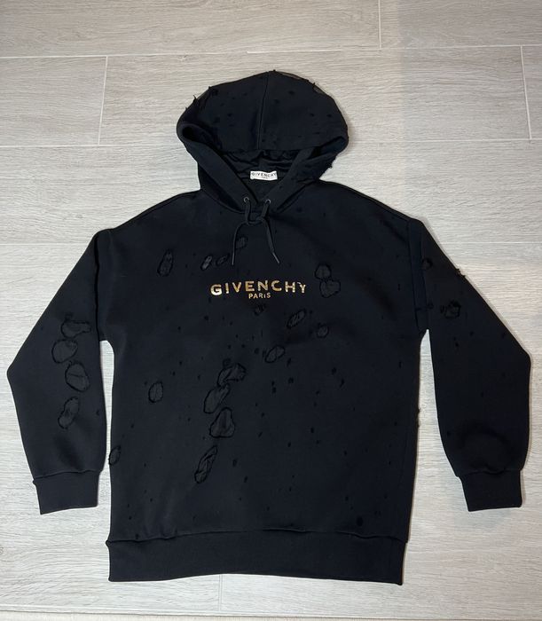 Givenchy distressed best sale logo hoodie