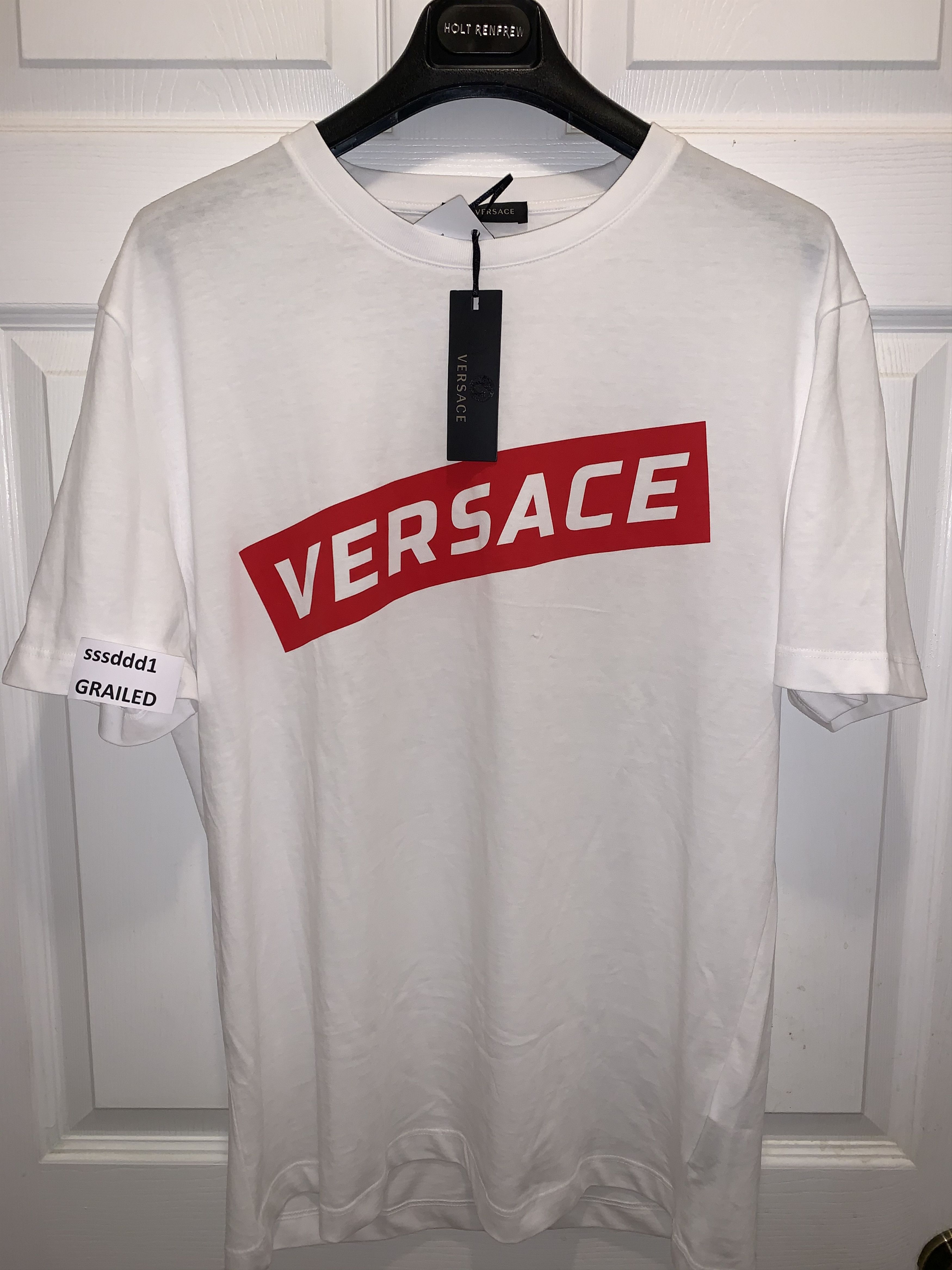 Image of Authentic Mens Versace Box Logo 2019 T Shirt Size XL $600+ in White