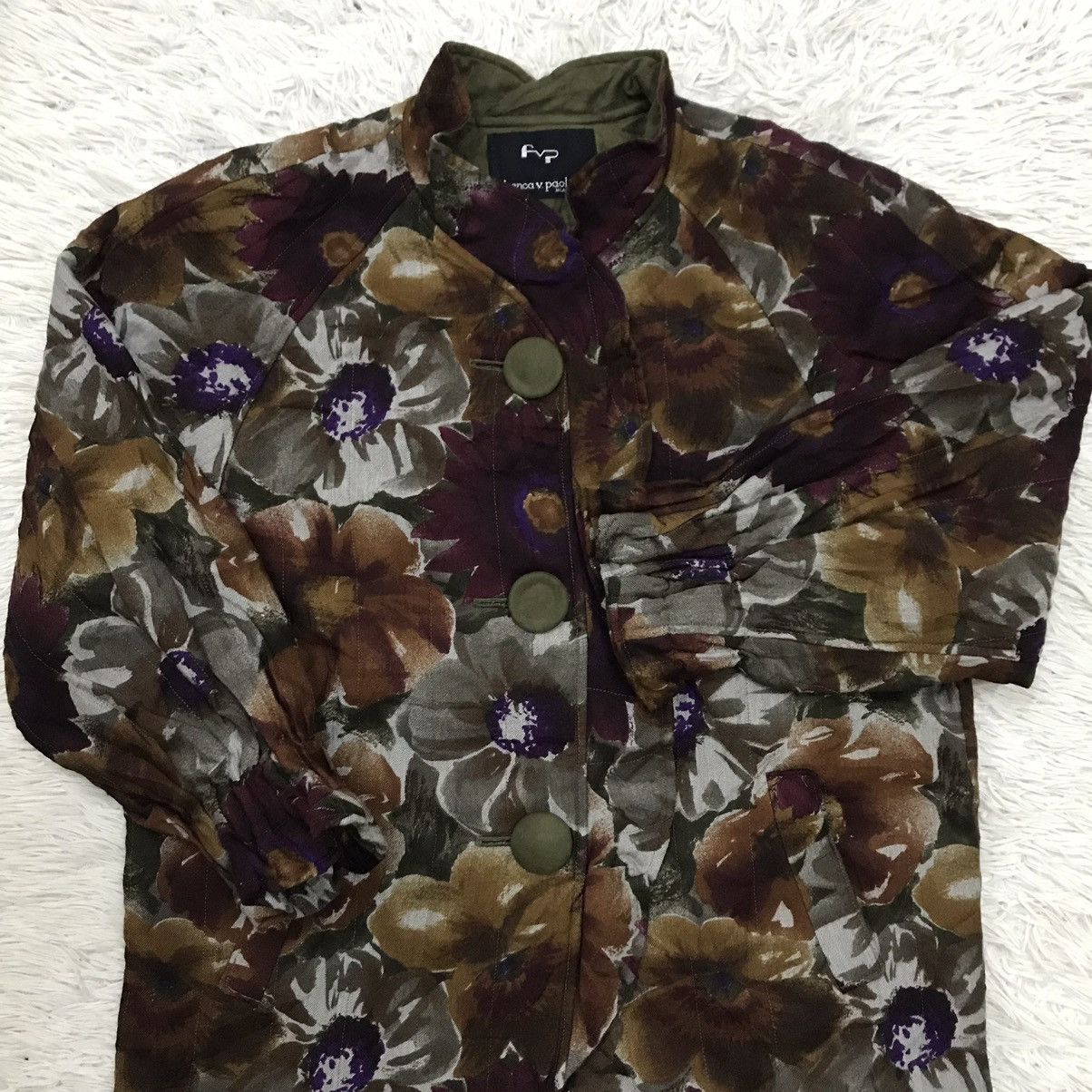 Japanese Brand Vintage franca v. Paoloni floral jacquard blouse coat jacket Size L / US 10 / IT 46 - 8 Thumbnail