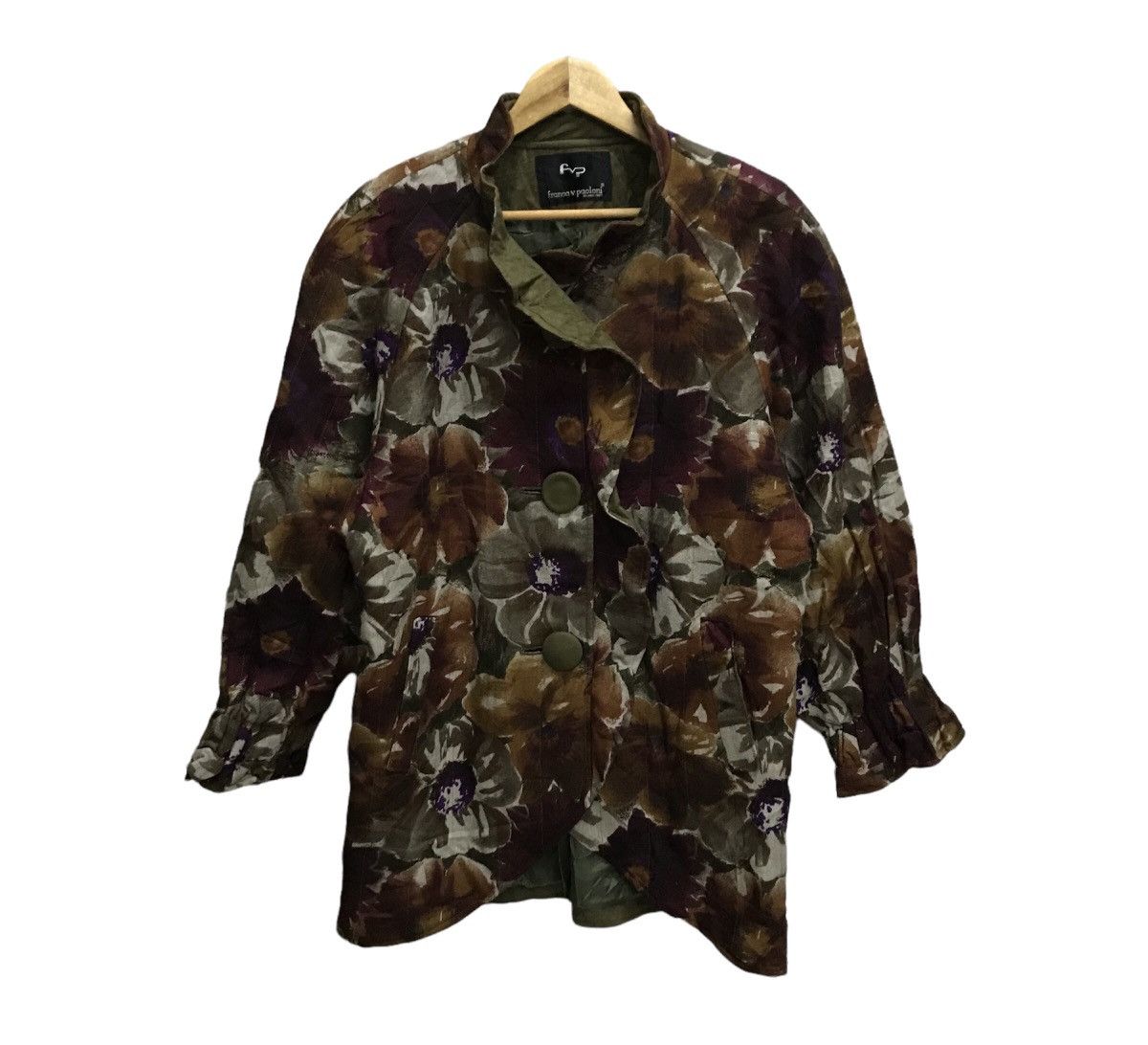 Japanese Brand Vintage franca v. Paoloni floral jacquard blouse coat jacket Size L / US 10 / IT 46 - 1 Thumbnail