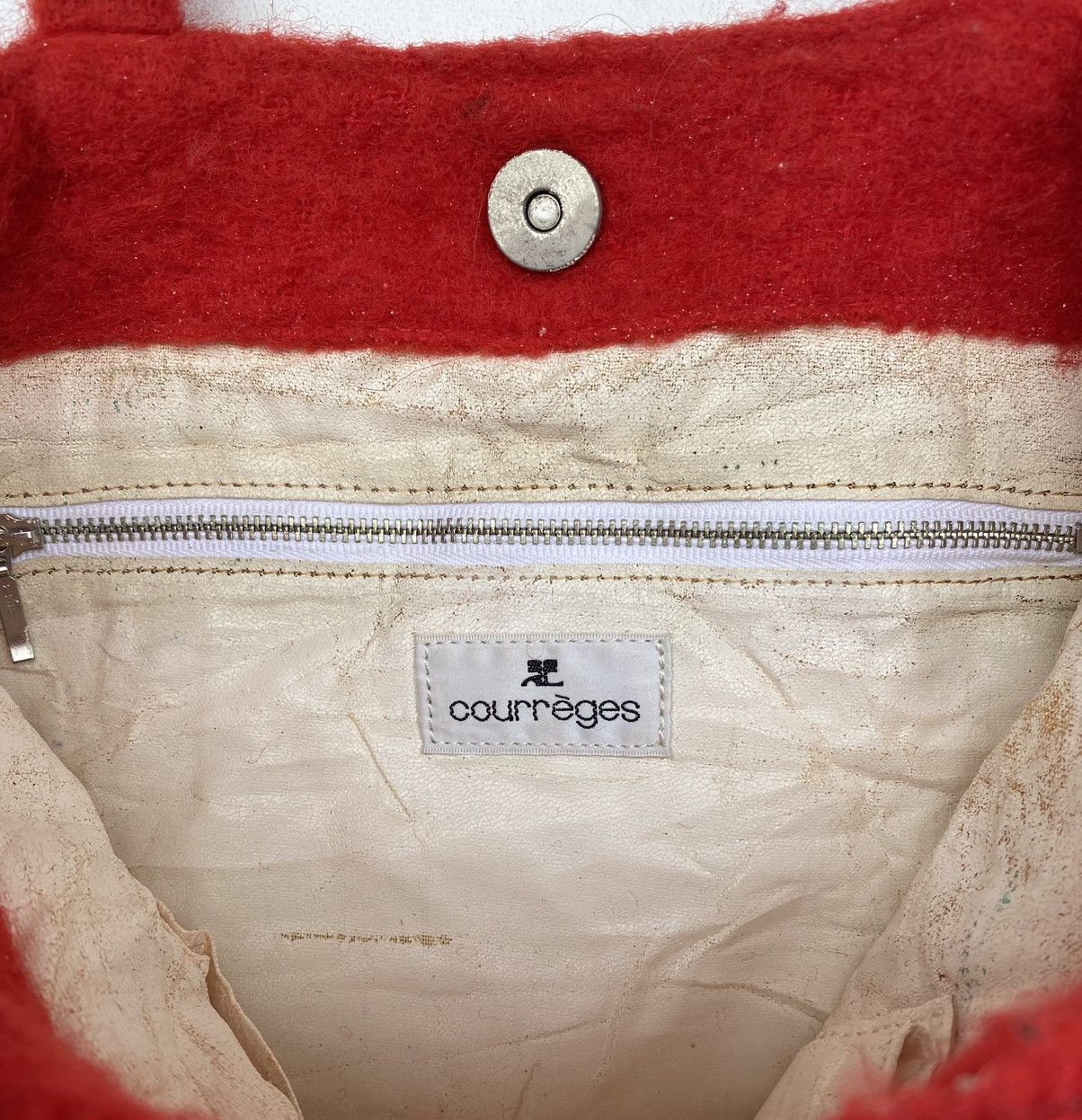 Courreges × Vintage Vtg 90s COURREGES paris red wool tote bag shopper bag Size ONE SIZE - 5 Thumbnail