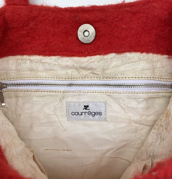 Vintage Vtg 90s COURREGES paris red wool tote bag shopper bag | Grailed