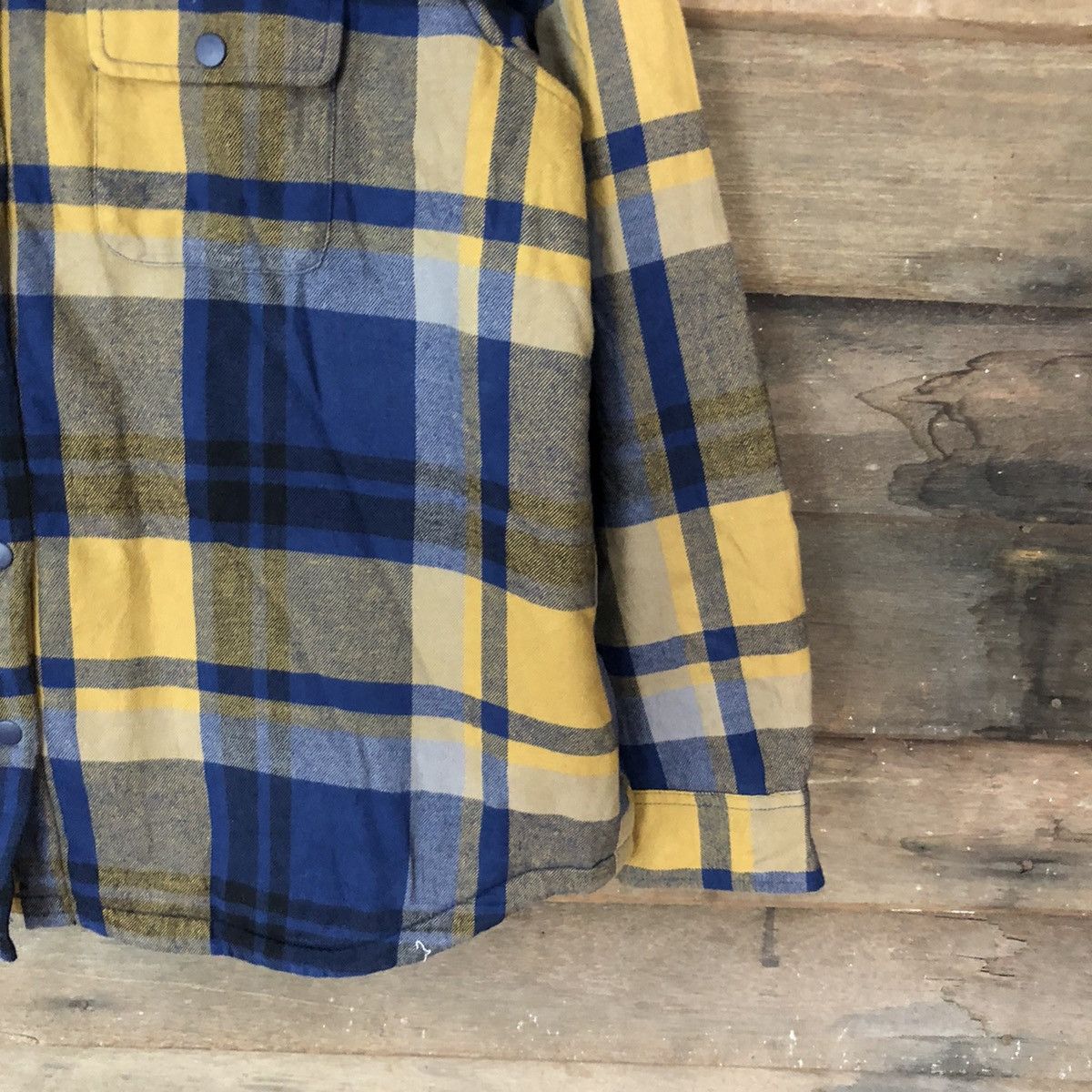 Japanese Brand × Uniqlo Uniqlo Yellow Blue Checkred Long winter shirt #4767 Size US L / EU 52-54 / 3 - 5 Thumbnail