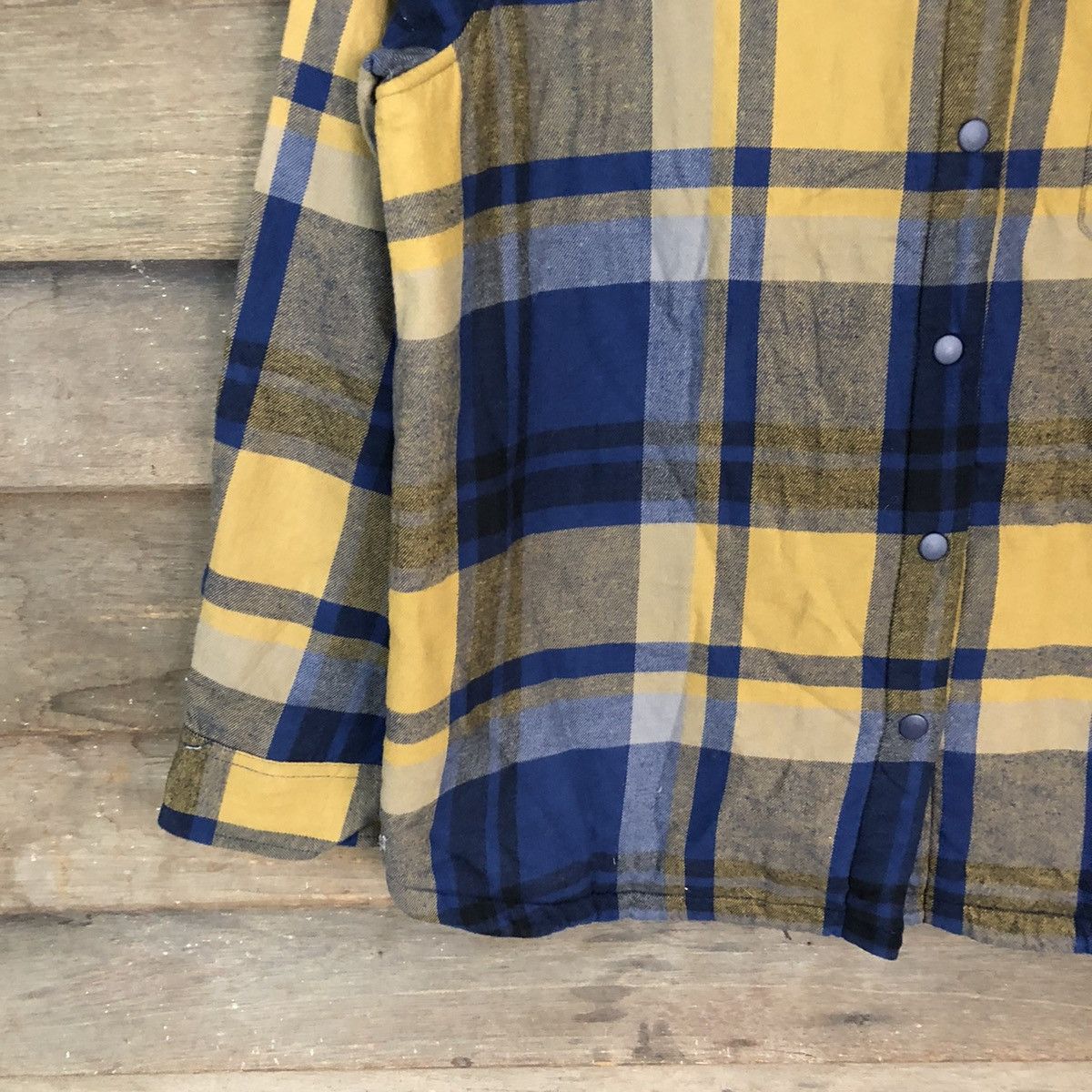 Japanese Brand × Uniqlo Uniqlo Yellow Blue Checkred Long winter shirt #4767 Size US L / EU 52-54 / 3 - 4 Thumbnail