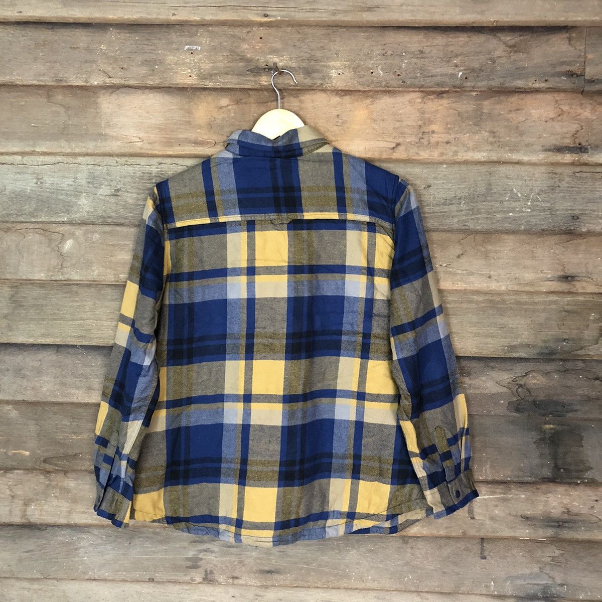 Japanese Brand × Uniqlo Uniqlo Yellow Blue Checkred Long winter shirt #4767 Size US L / EU 52-54 / 3 - 11 Thumbnail