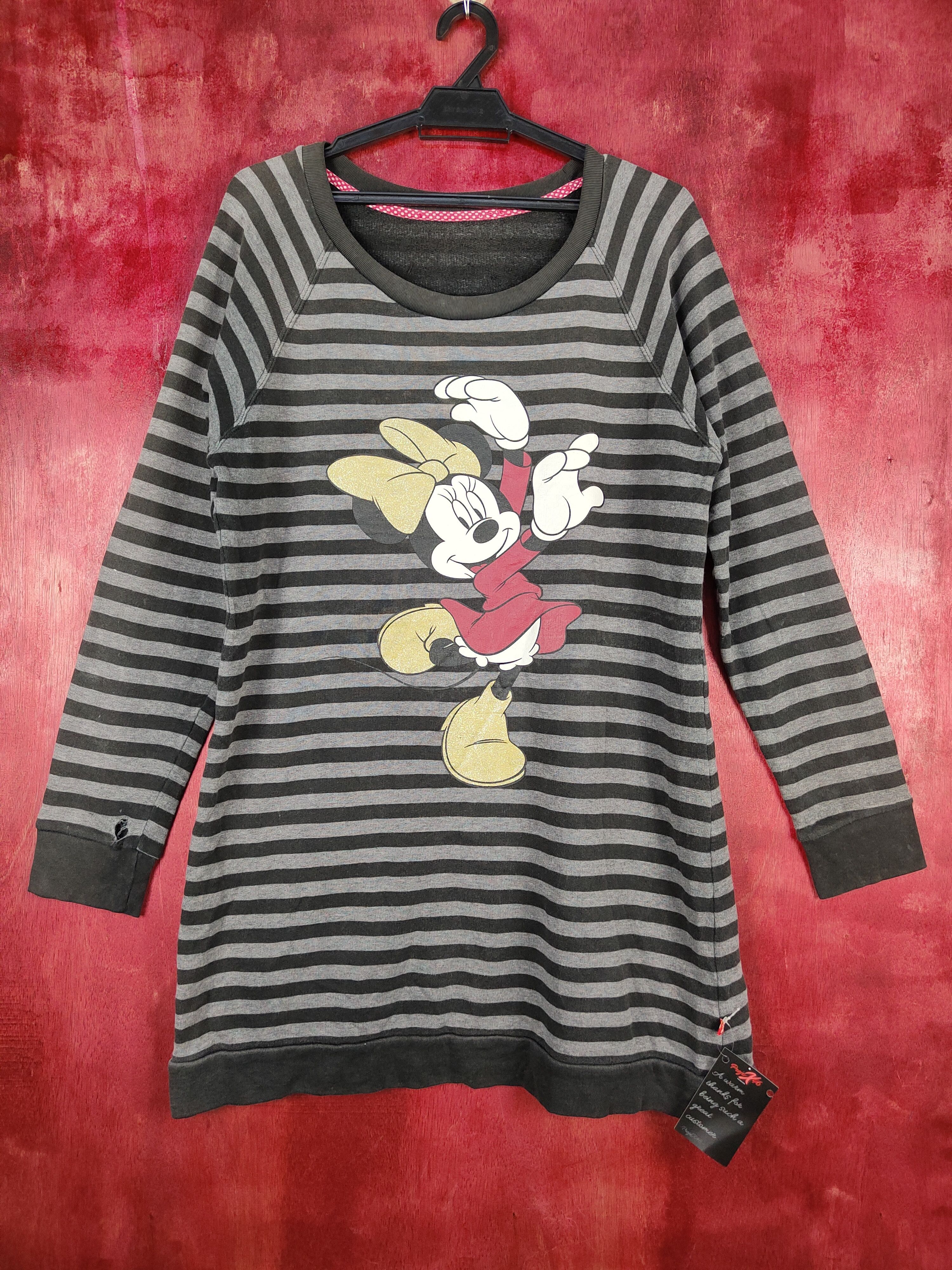 Japanese Brand × Mickey Mouse × Uniqlo Uniqlo Minnie Mouse stripen Gray Sweater #4696 Size L / US 10 / IT 46 - 1 Thumbnail