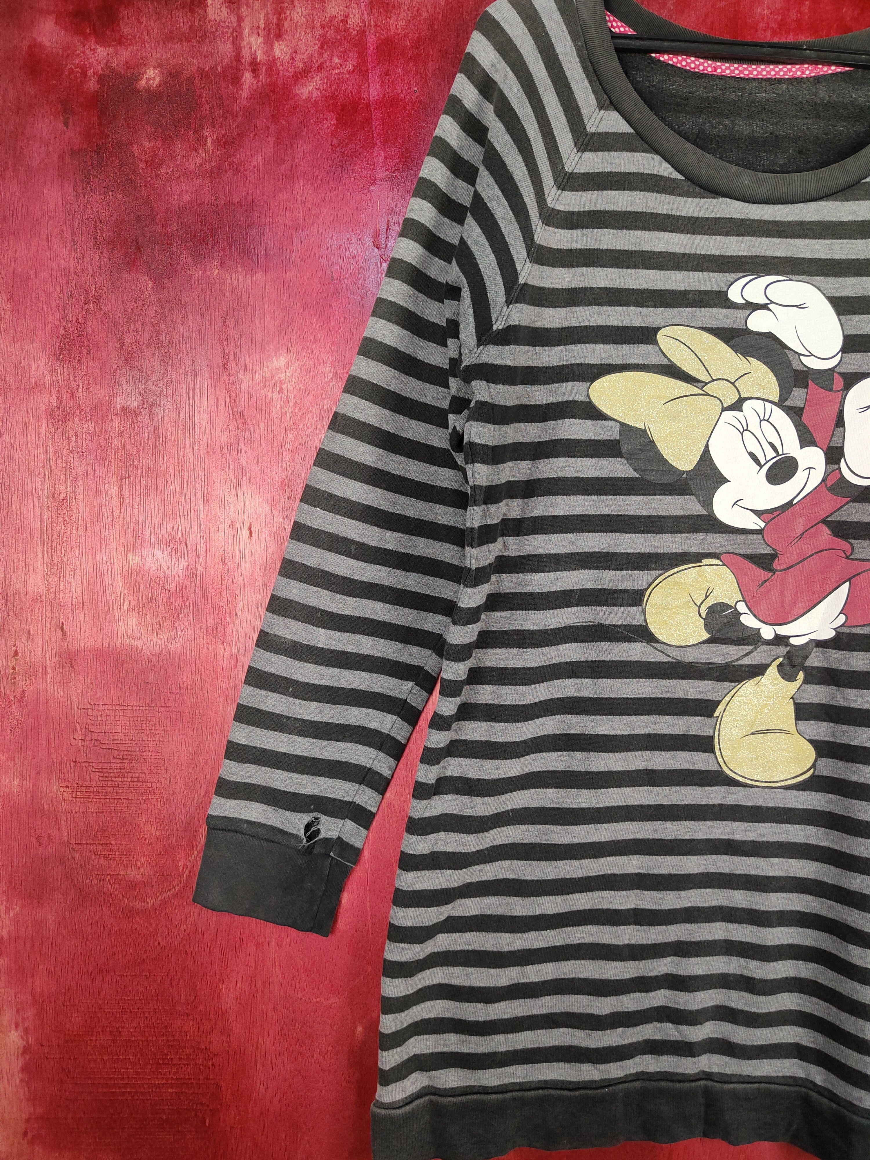 Japanese Brand × Mickey Mouse × Uniqlo Uniqlo Minnie Mouse stripen Gray Sweater #4696 Size L / US 10 / IT 46 - 3 Thumbnail