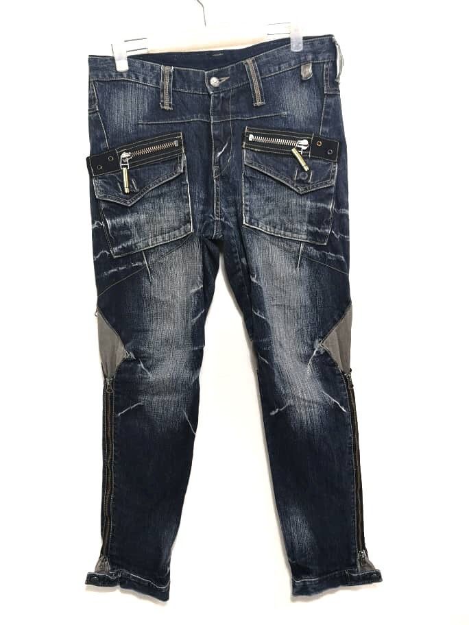 Japanese Brand PPFM Japan Distressed Zipper Denim Jeans Size US 33 - 2 Thumbnail