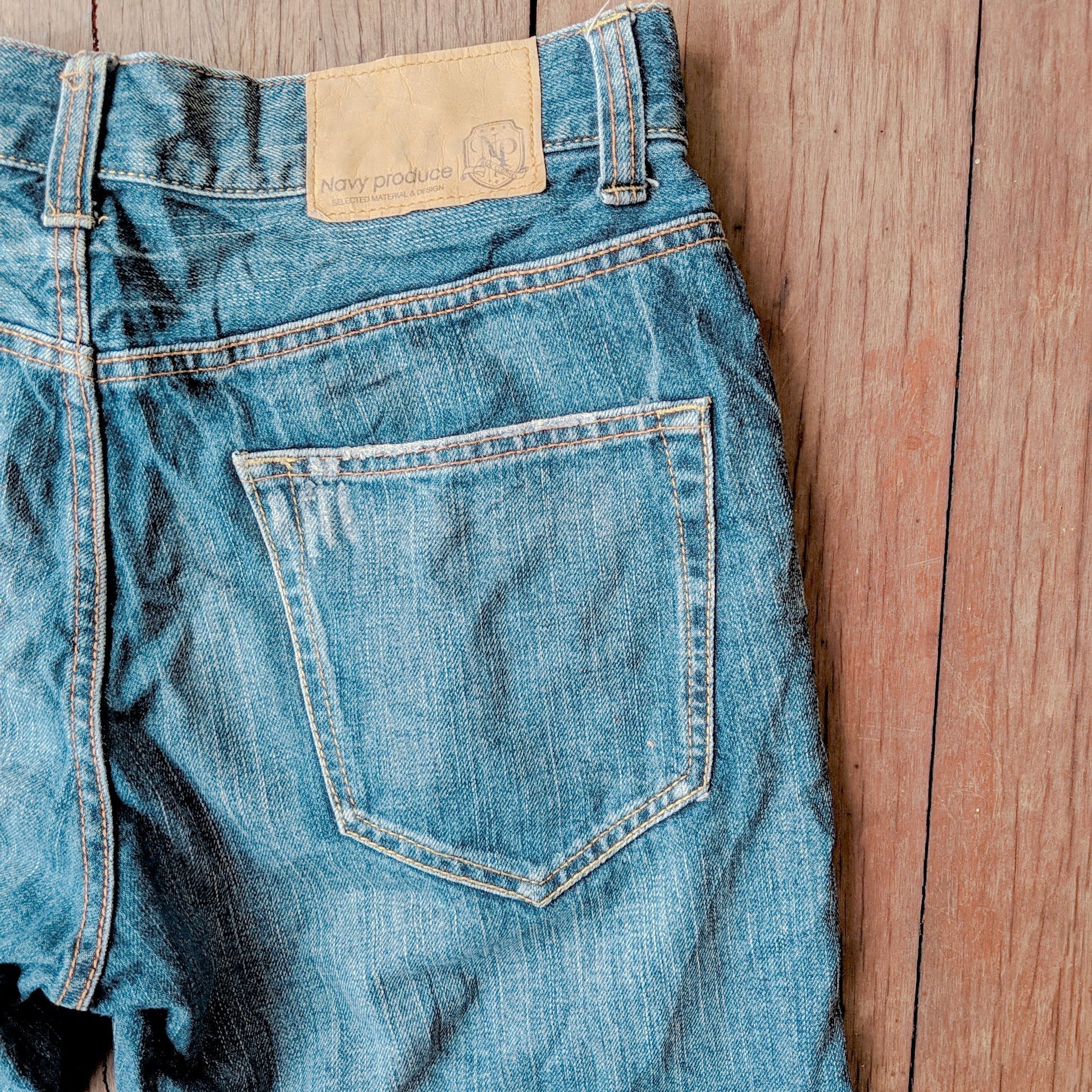 Japanese Brand × Jean × Vintage Vintage Navy Produce Distressed 5 Pocket Denim Jeans Pants Size US 32 / EU 48 - 13 Thumbnail