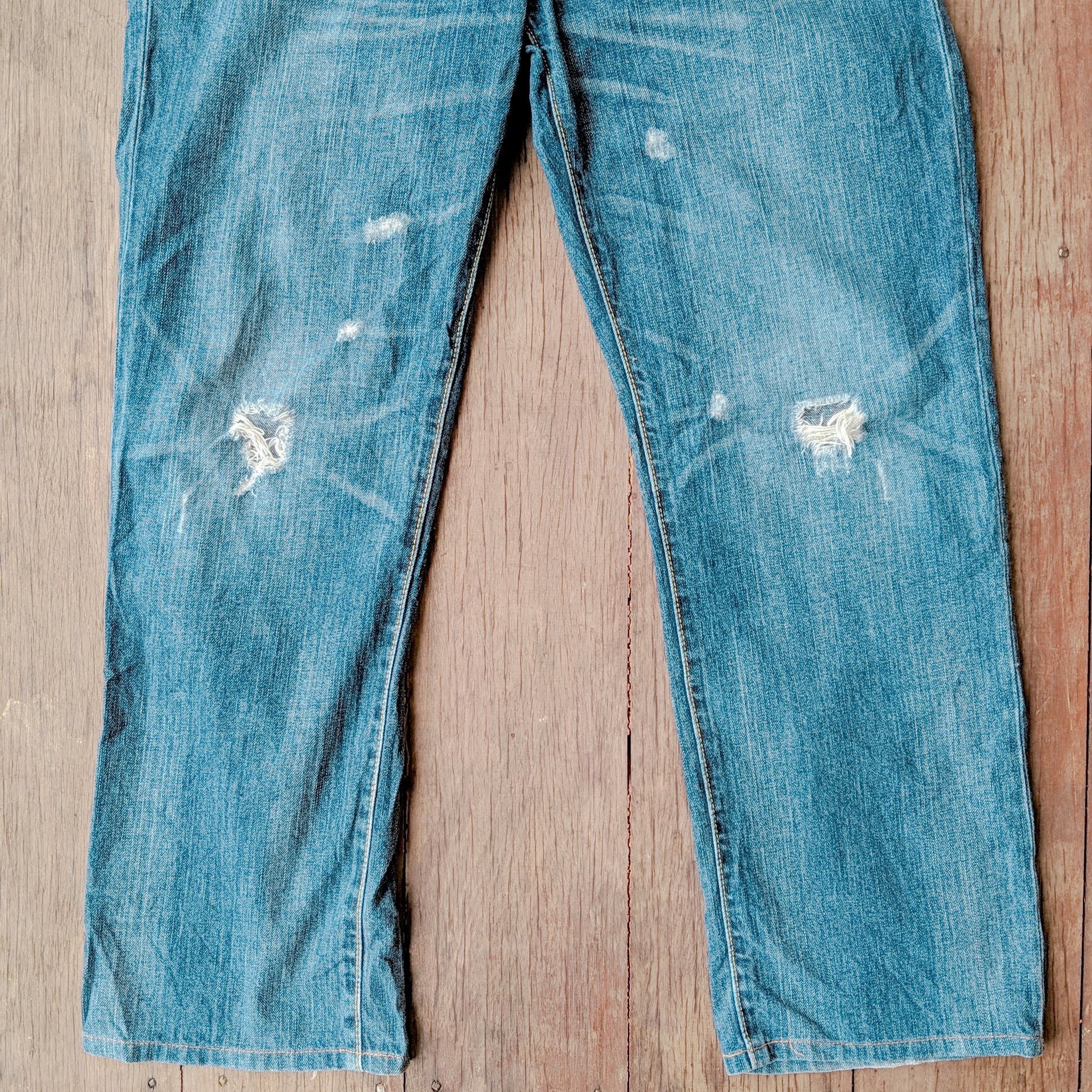 Japanese Brand × Jean × Vintage Vintage Navy Produce Distressed 5 Pocket Denim Jeans Pants Size US 32 / EU 48 - 5 Thumbnail