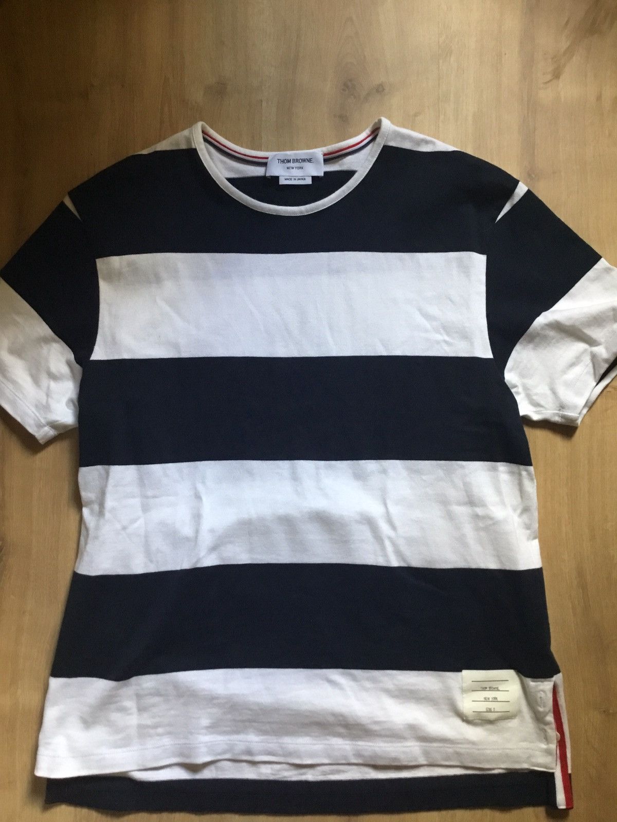 THOM BROWNE STRIPPED T-SHIRT