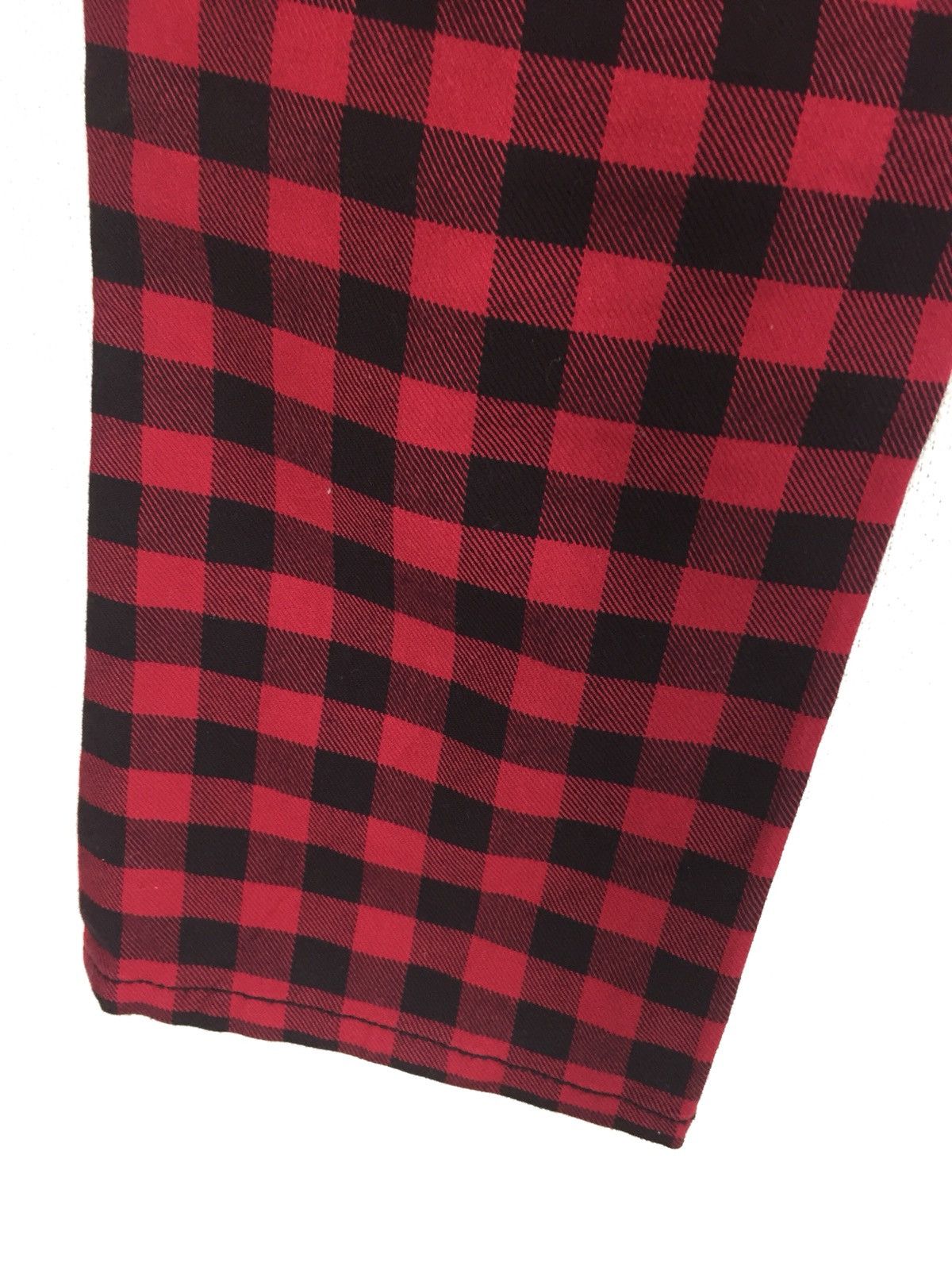 Japanese Brand Back Number Skinny Red Tartan Plaid Cropped Pants Size US 28 / EU 44 - 7 Thumbnail