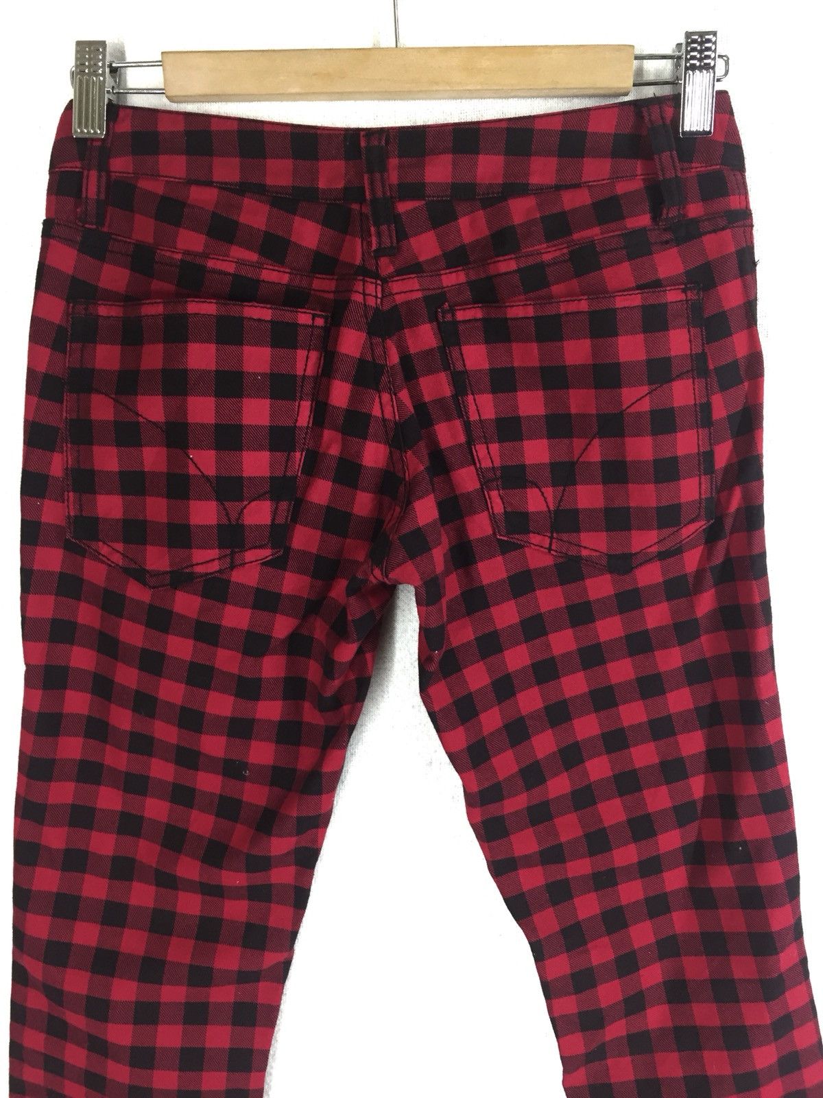 Japanese Brand Back Number Skinny Red Tartan Plaid Cropped Pants Size US 28 / EU 44 - 8 Thumbnail