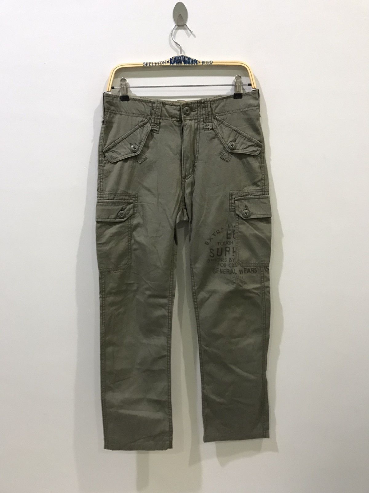 Japanese Brand SURPLUS MILITARY Japan M65 Big Spell Out Logo Cargo Pant Size US 30 / EU 46 - 1 Thumbnail