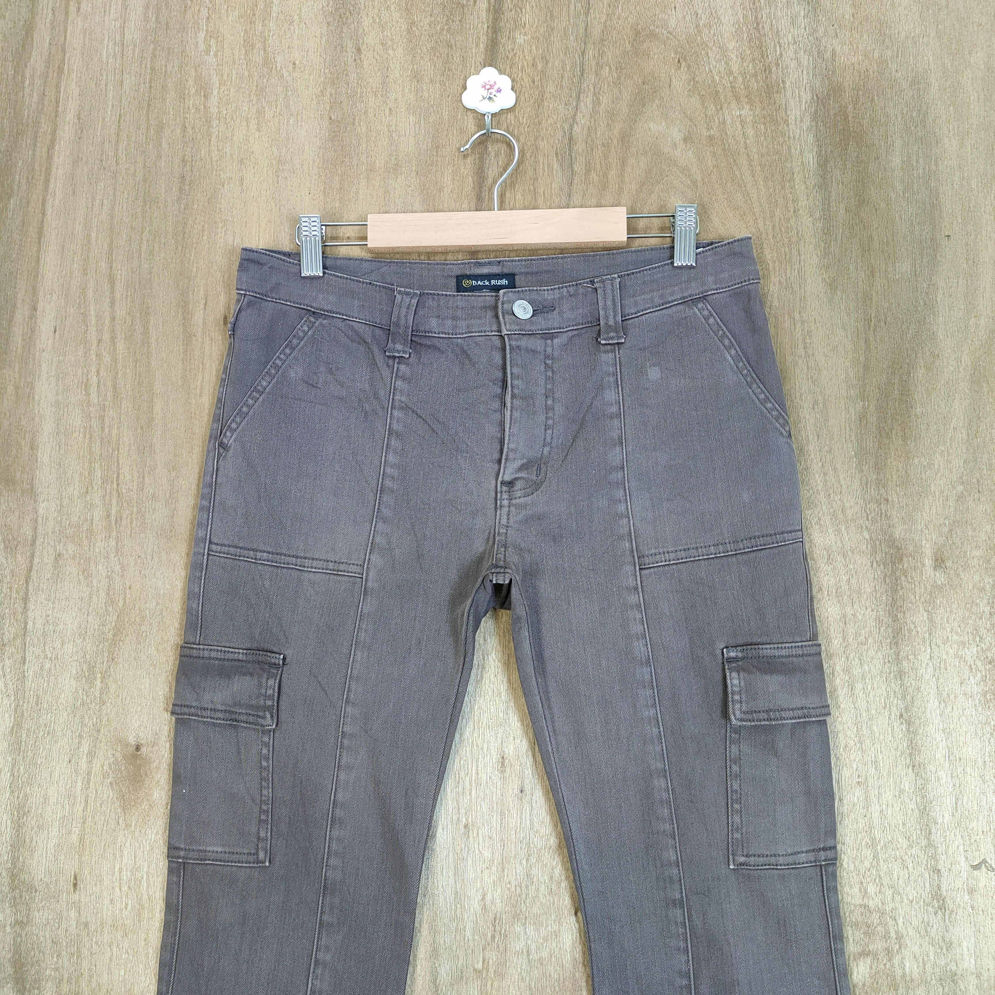Japanese Brand FLARE 💥 BACK RUSH FADED BOOTCUT CARGO PANTS Size US 30 / EU 46 - 2 Thumbnail