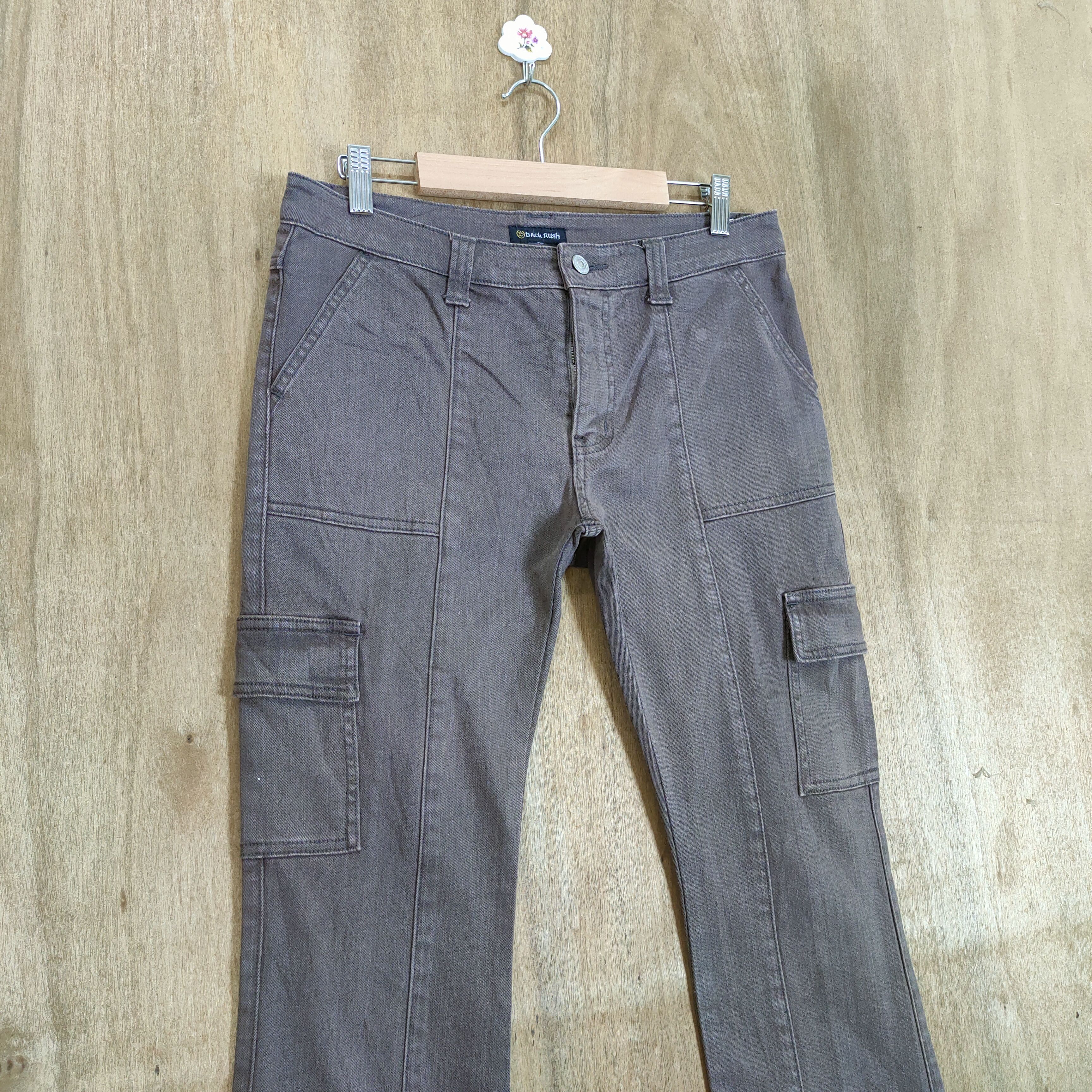 Japanese Brand FLARE 💥 BACK RUSH FADED BOOTCUT CARGO PANTS Size US 30 / EU 46 - 4 Thumbnail