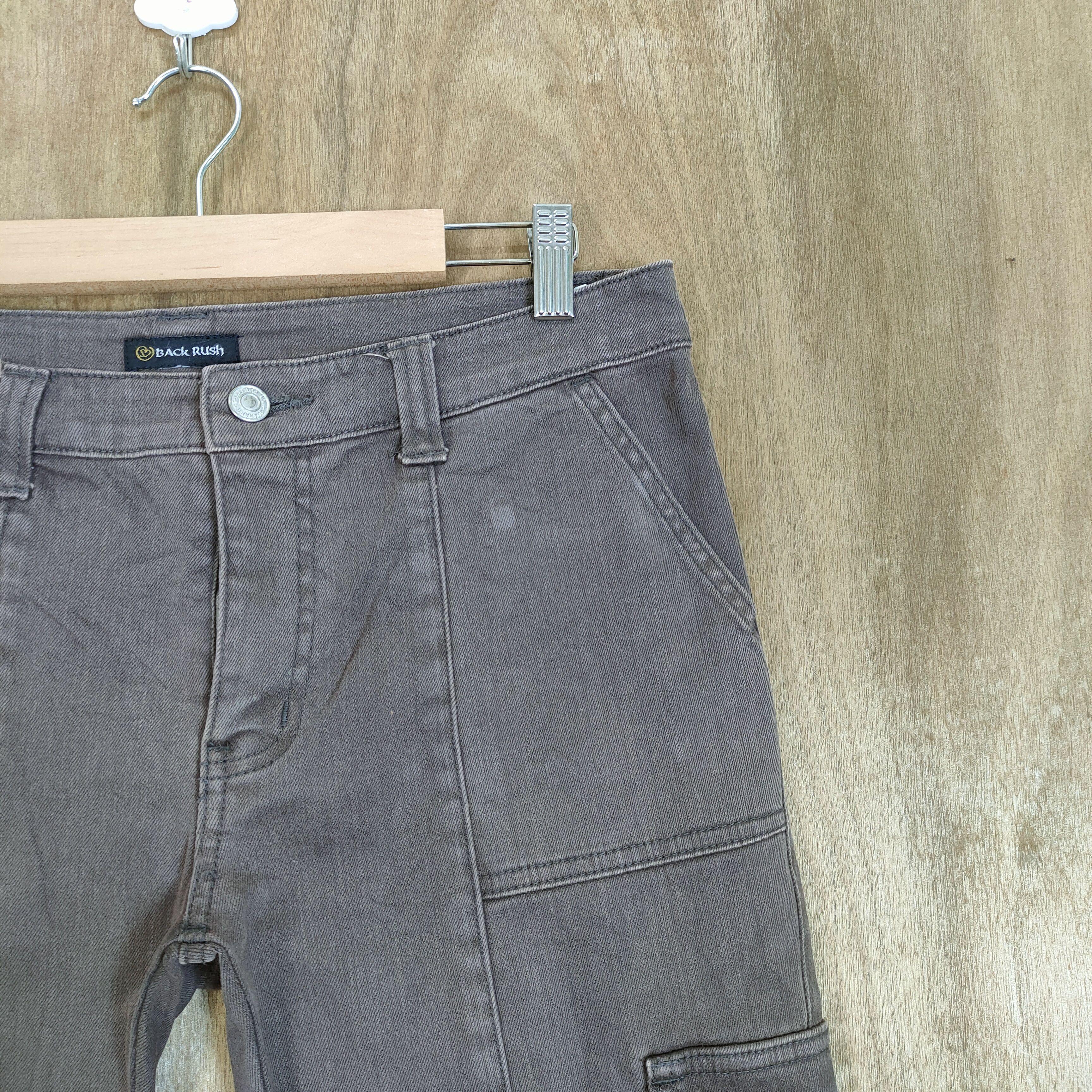 Japanese Brand FLARE 💥 BACK RUSH FADED BOOTCUT CARGO PANTS Size US 30 / EU 46 - 6 Thumbnail