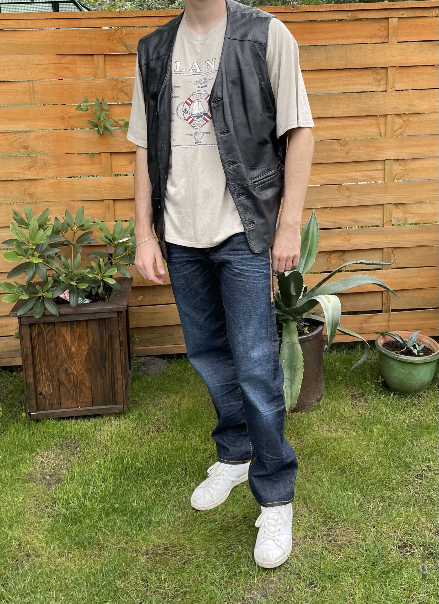 Genuine Leather × Vintage Vintage real leather vest jacket 90s retro vibe oversize Size US XL / EU 56 / 4 - 4 Thumbnail