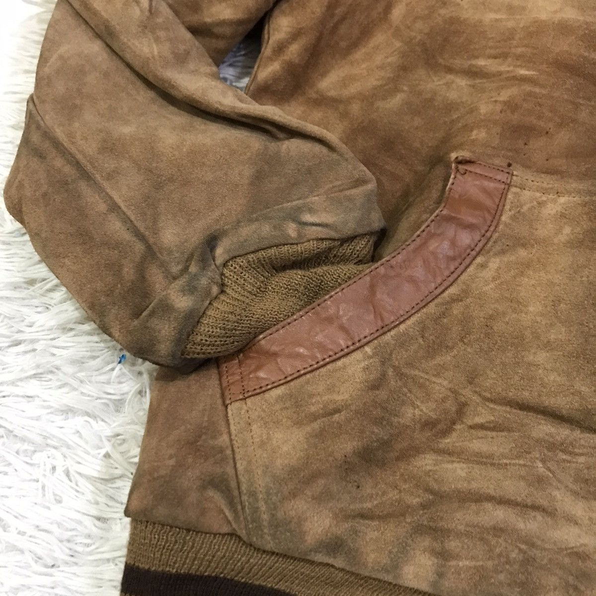 William Barry Wlliam barry Suede Leather Bomber Jacket Hoodie Size US S / EU 44-46 / 1 - 7 Thumbnail