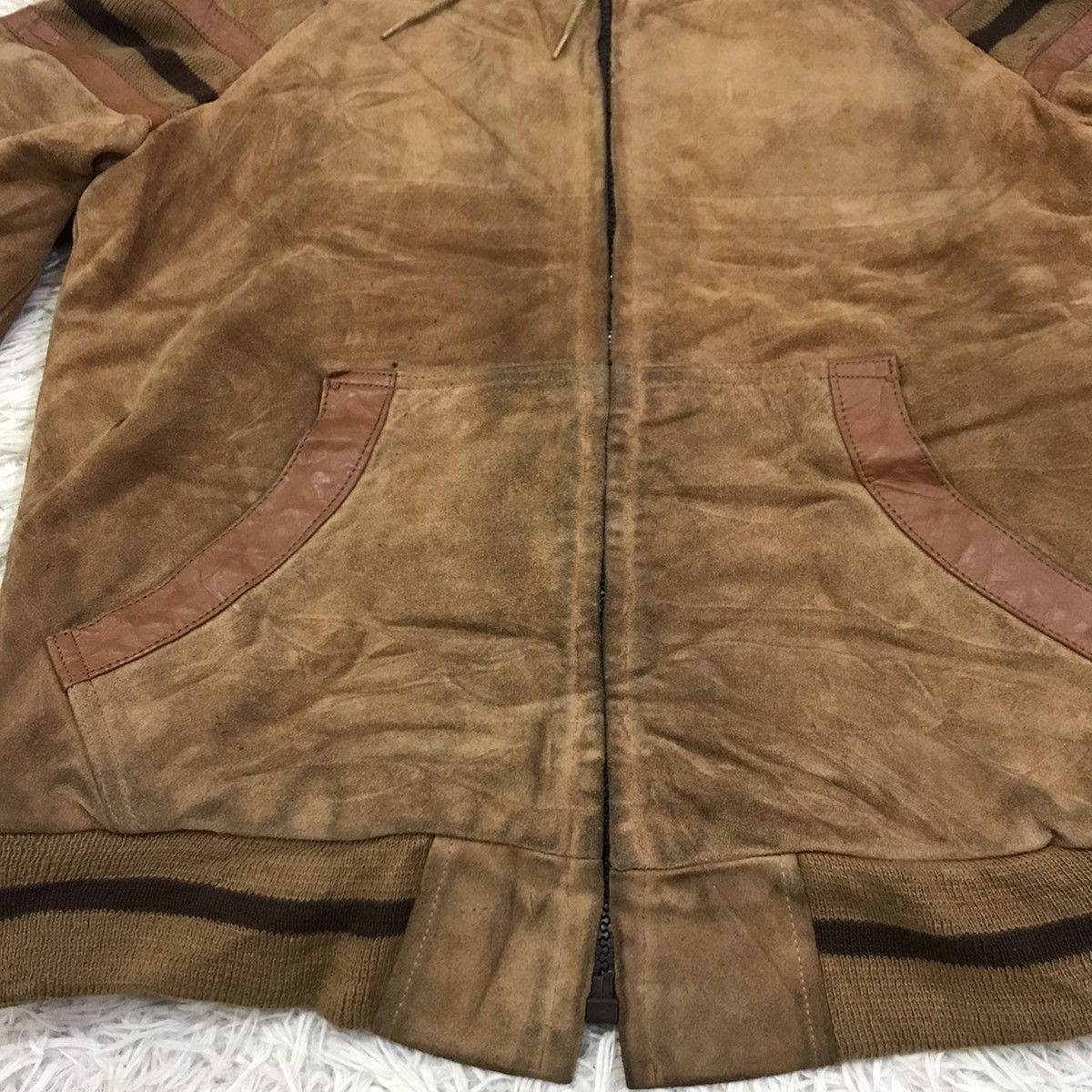 William Barry Wlliam barry Suede Leather Bomber Jacket Hoodie Size US S / EU 44-46 / 1 - 12 Thumbnail