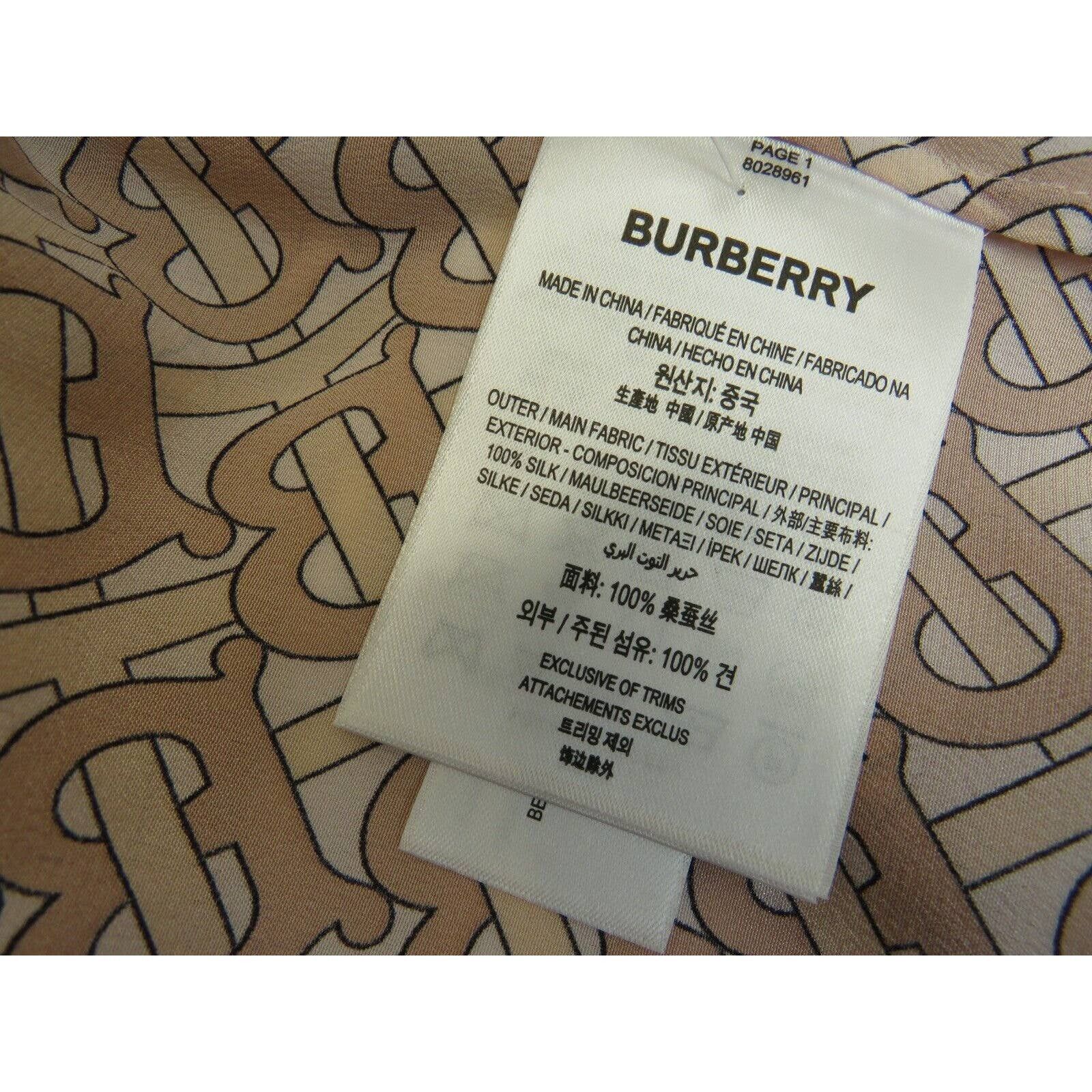 Burberry GABRIELLE PINK TB MONOGRAM BELTED SILK DRESS US 8