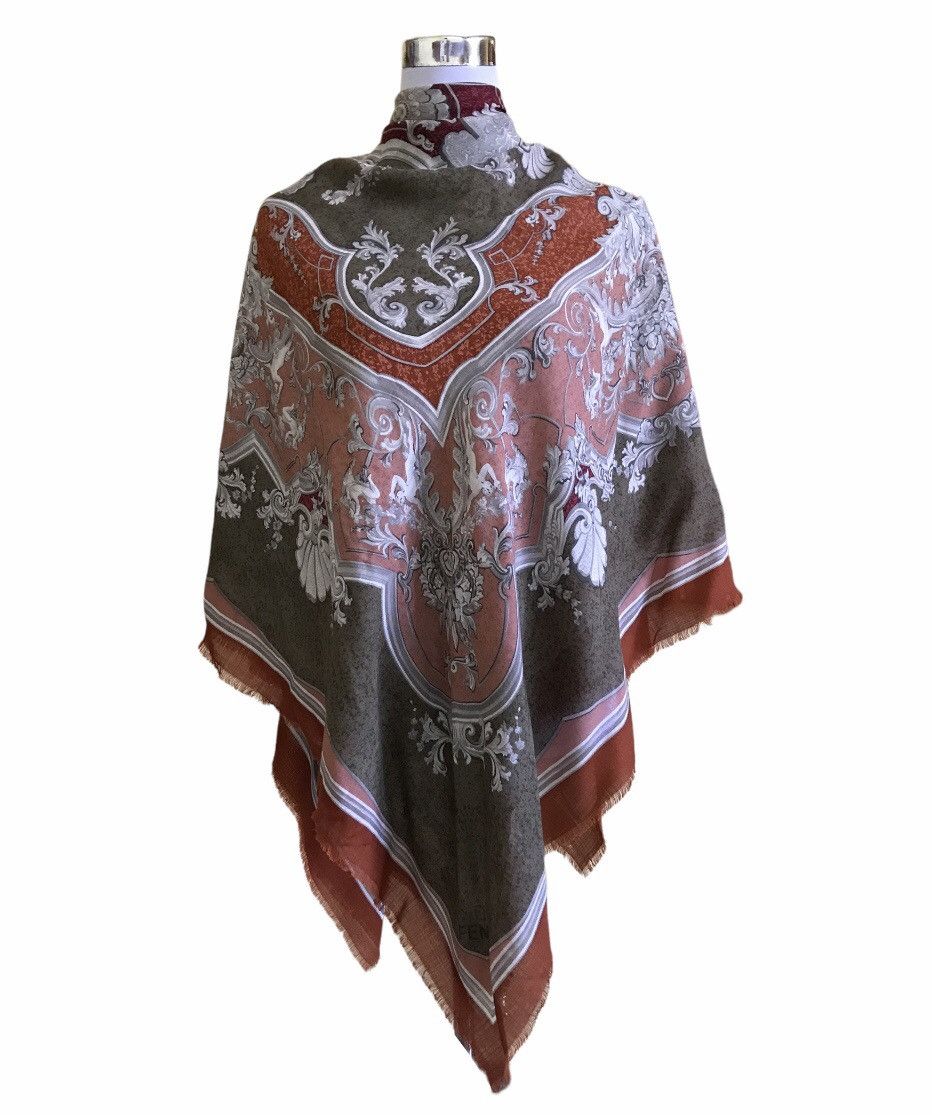 Fendi Abstract Design Wool Blanket Scarf