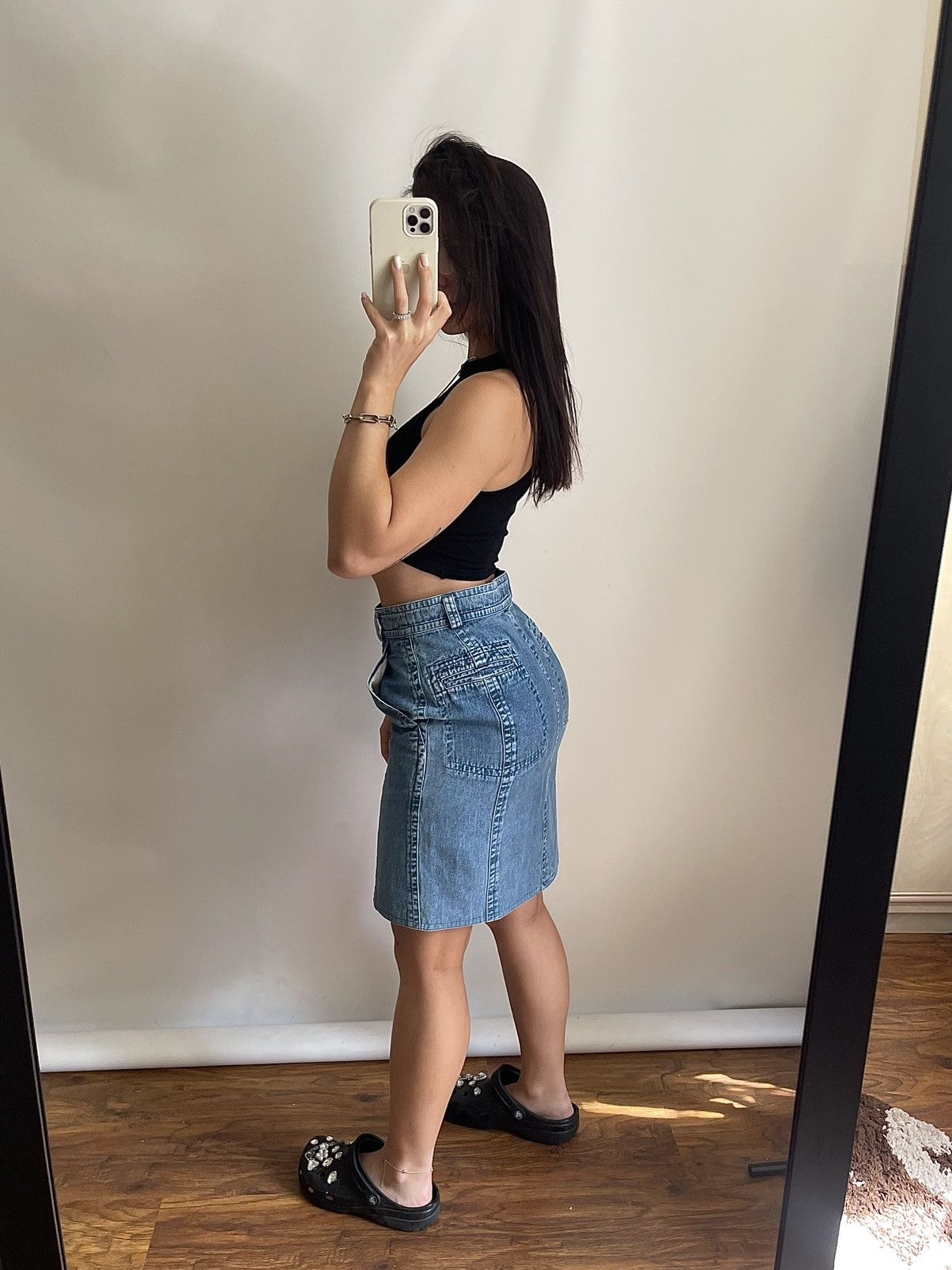 Jil Sander Vintage Jil Sander Women’s Denim Mini Skirt Size 26" / US 2 / IT 38 - 2 Thumbnail