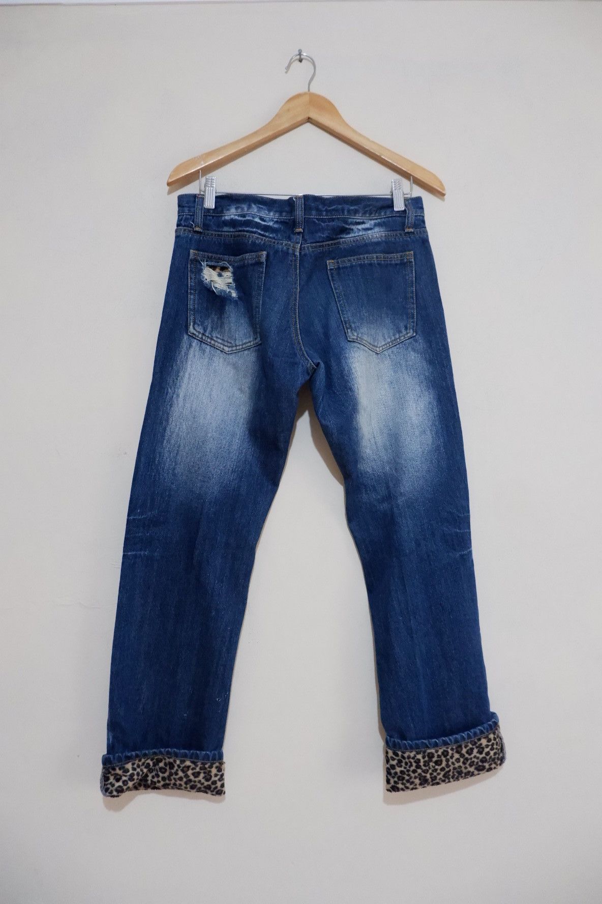 Hysteric Glamour Vintage Distressed Patchwork Leopard Denim Size US 32 / EU 48 - 2 Thumbnail
