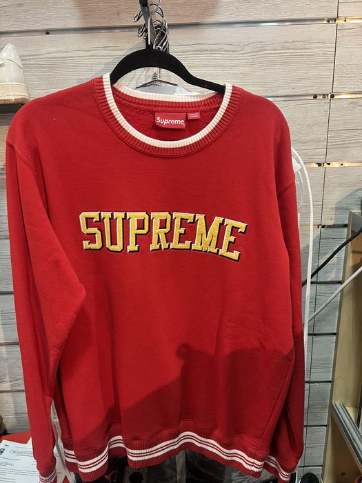 Supreme Supreme Felt Shadow Crewneck Red | Grailed