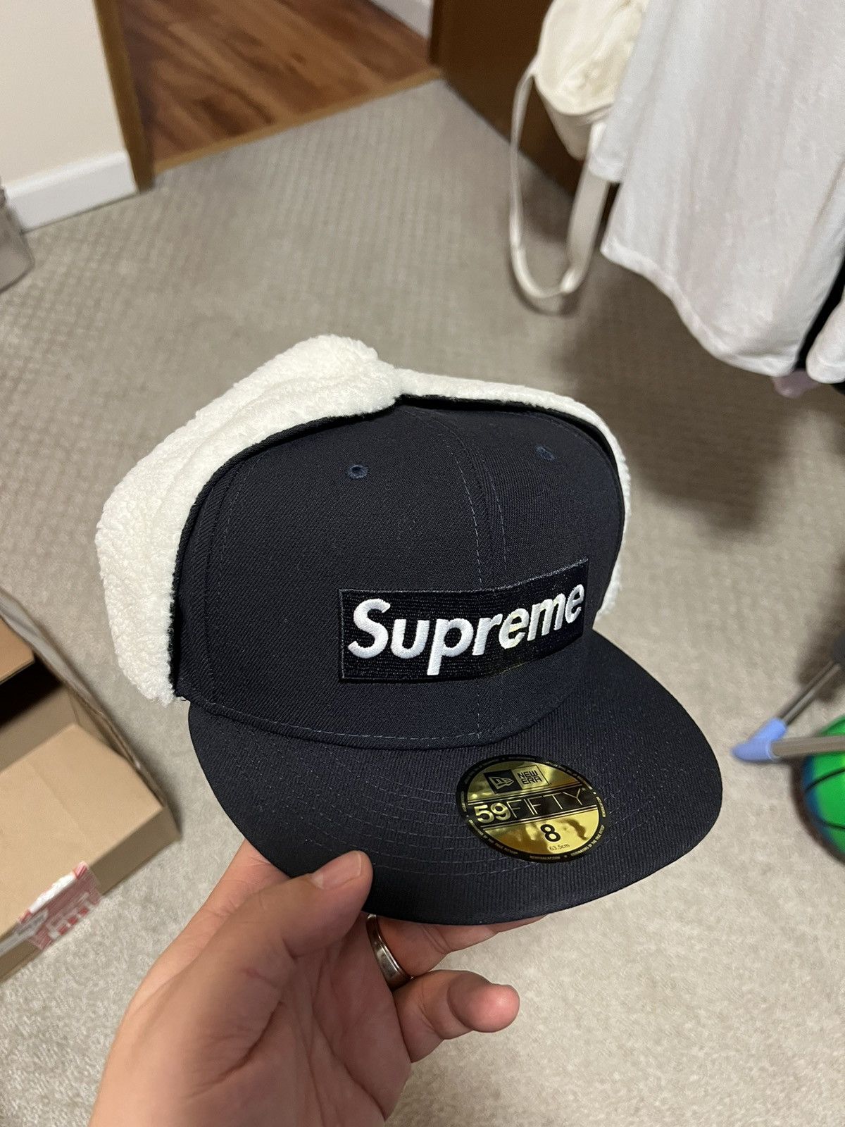 Supreme Supreme x New Era 59Fifty Fitted Ear Flap Hat size 8 | Grailed