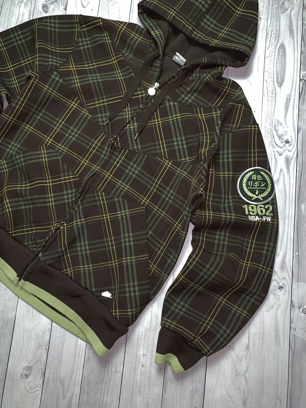 Nike × Vintage Vintage Nike Zip hoodie Brown plaid rare USA Japan size L Size US L / EU 52-54 / 3 - 2 Thumbnail