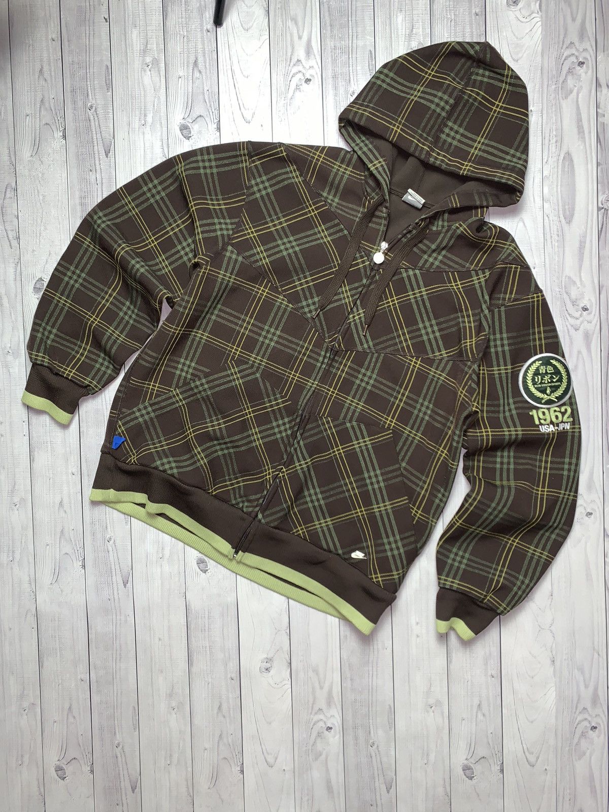 Nike × Vintage Vintage Nike Zip hoodie Brown plaid rare USA Japan size L Size US L / EU 52-54 / 3 - 1 Thumbnail