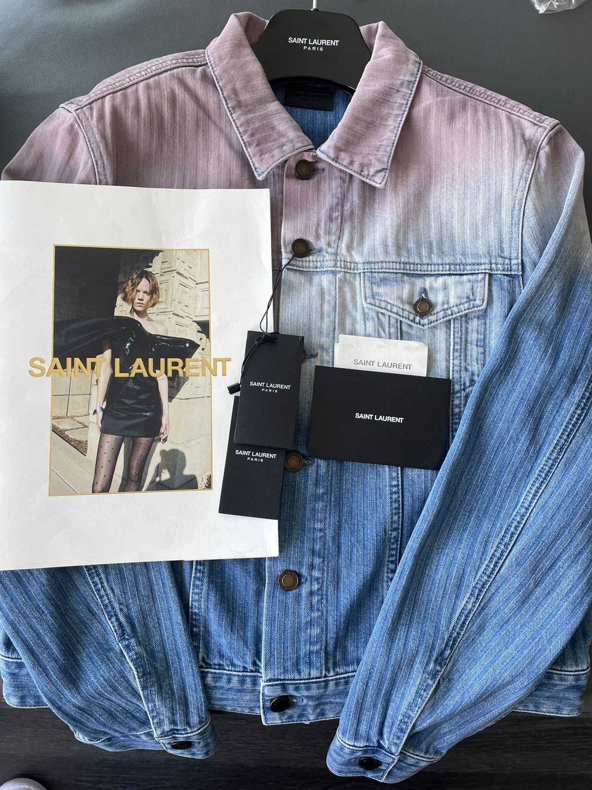Hedi Slimane × Saint Laurent Paris × Yves Saint Laurent $2k Rare Super Runway Limited Edition Skinny Denim Jacket Size US M / EU 48-50 / 2 - 23 Thumbnail