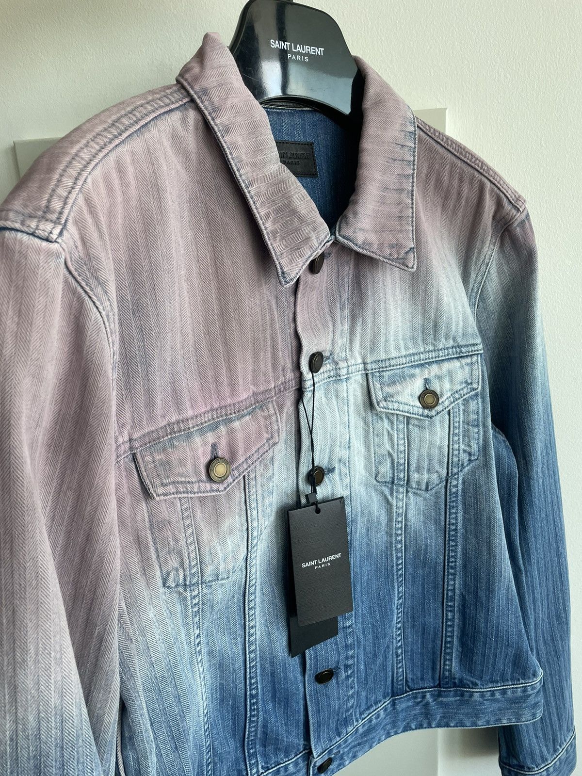 Hedi Slimane × Saint Laurent Paris × Yves Saint Laurent $2k Rare Super Runway Limited Edition Skinny Denim Jacket Size L / US 10 / IT 46 - 18 Thumbnail