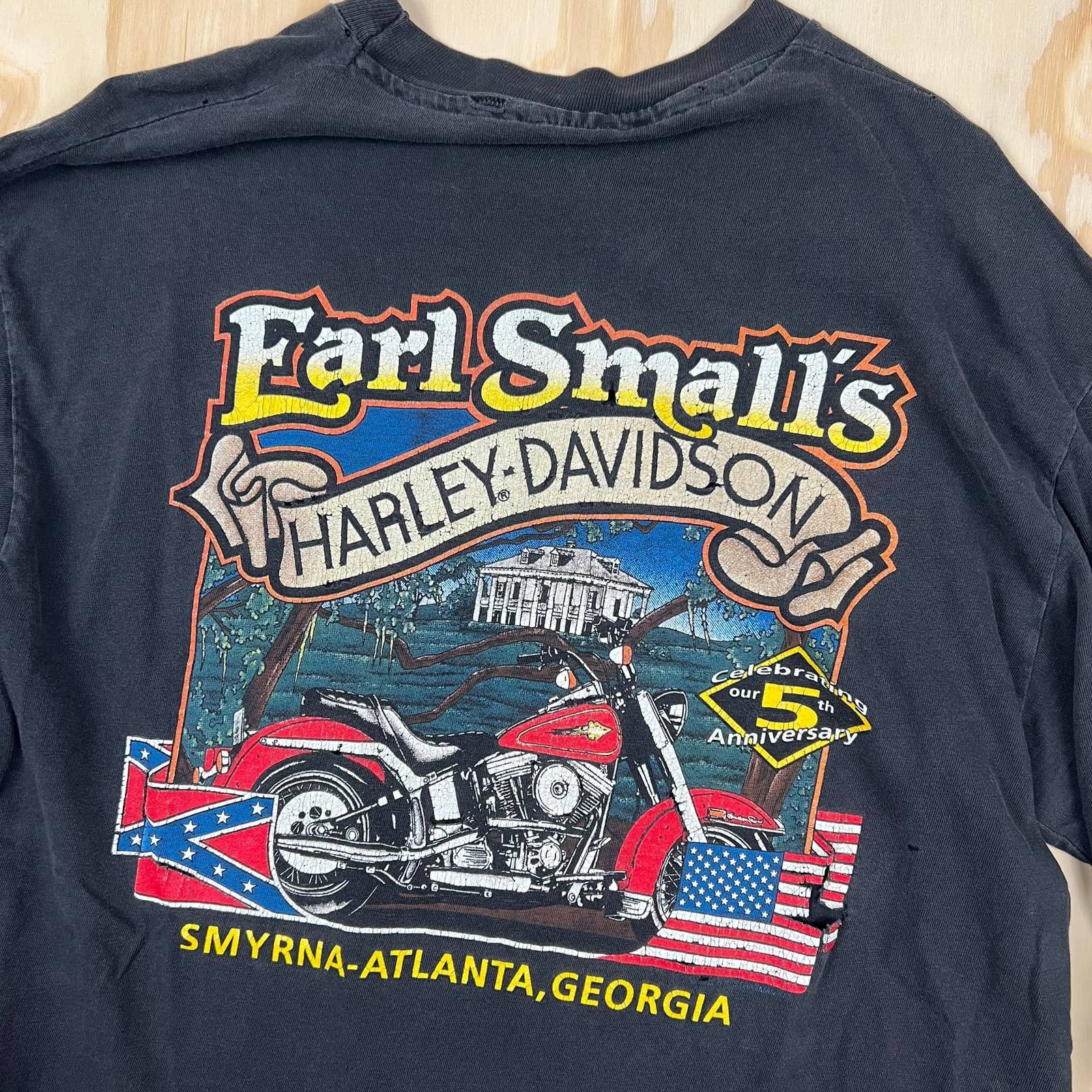 Vintage Harley Davidson blue flame graphic long sleeve shirt