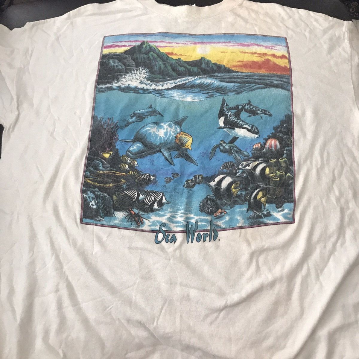Vintage Vintage Sea World Graphic T-Shirt Size US XL / EU 56 / 4 - 1 Thumbnail