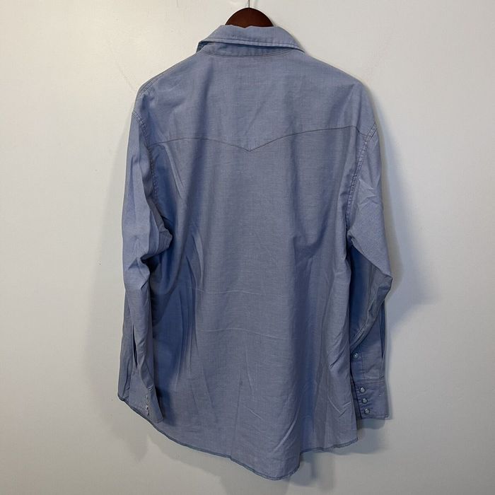 Vintage Wrangler XXL Blue Chambray Pearl Snap Long Sleeve Western | Grailed