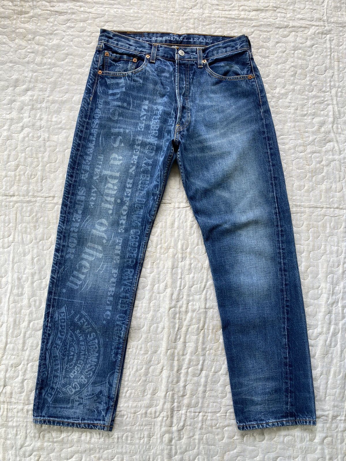 Levi's ULTRA RARE 1990s ERA LEVIS 501 ICONIC LOGO BANNER JEANS Size US 32 / EU 48 - 1 Thumbnail