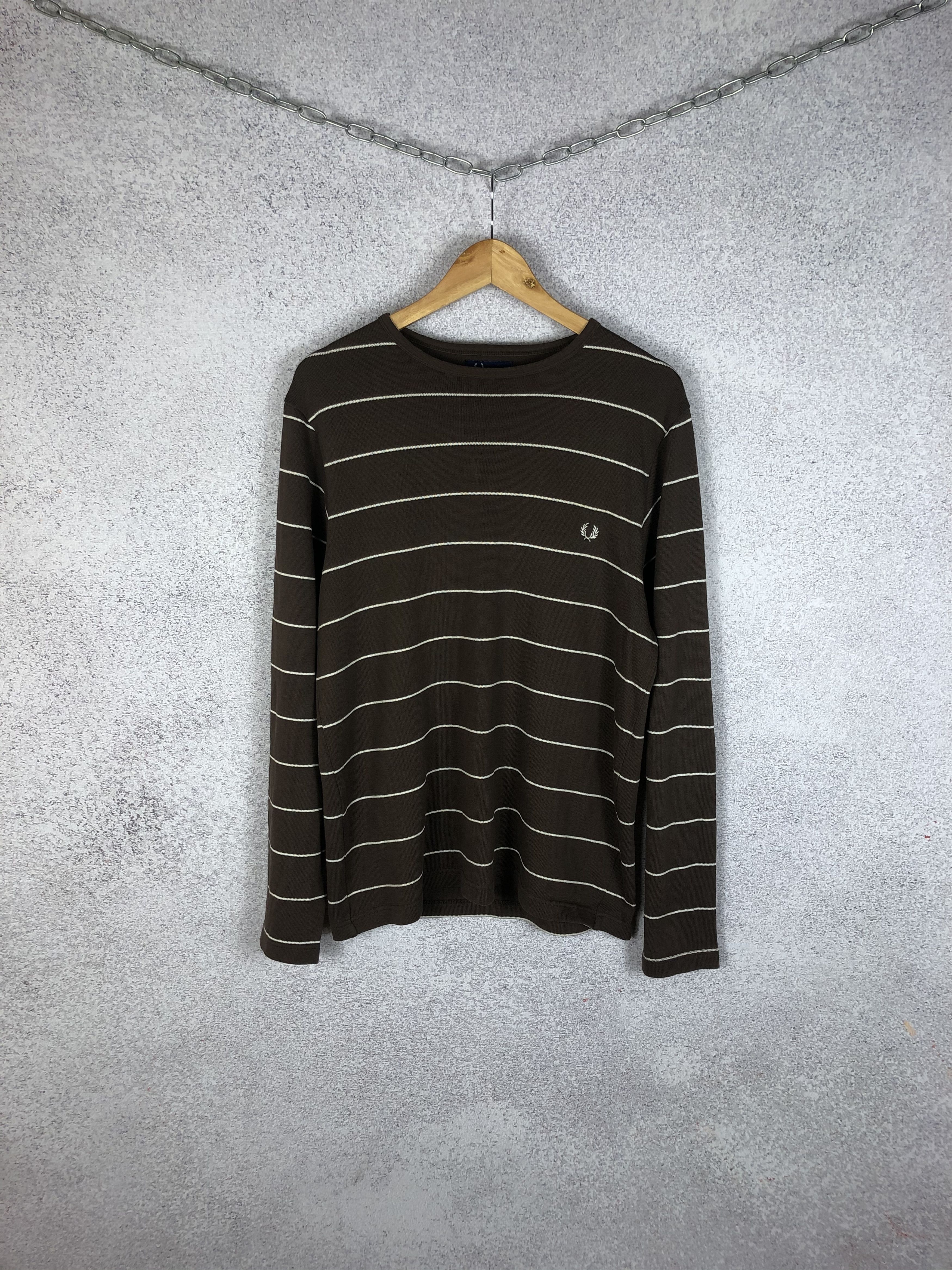Fred Perry × Vintage Vintage Fred Perry Brown Sweater stripes Pullover Size US M / EU 48-50 / 2 - 1 Thumbnail