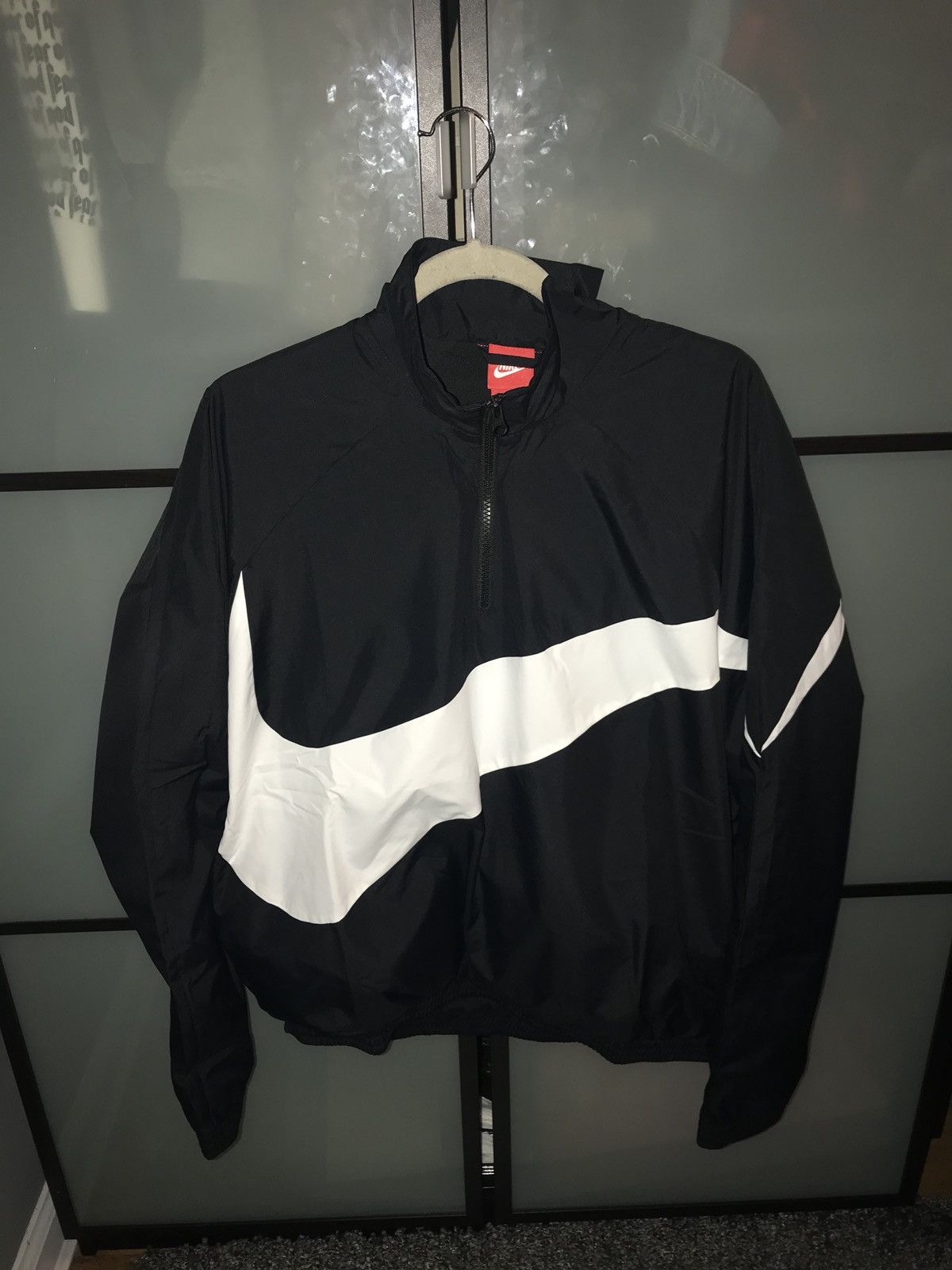 Nike Big Swoosh Quarter Zip Jacket Black & White | Grailed