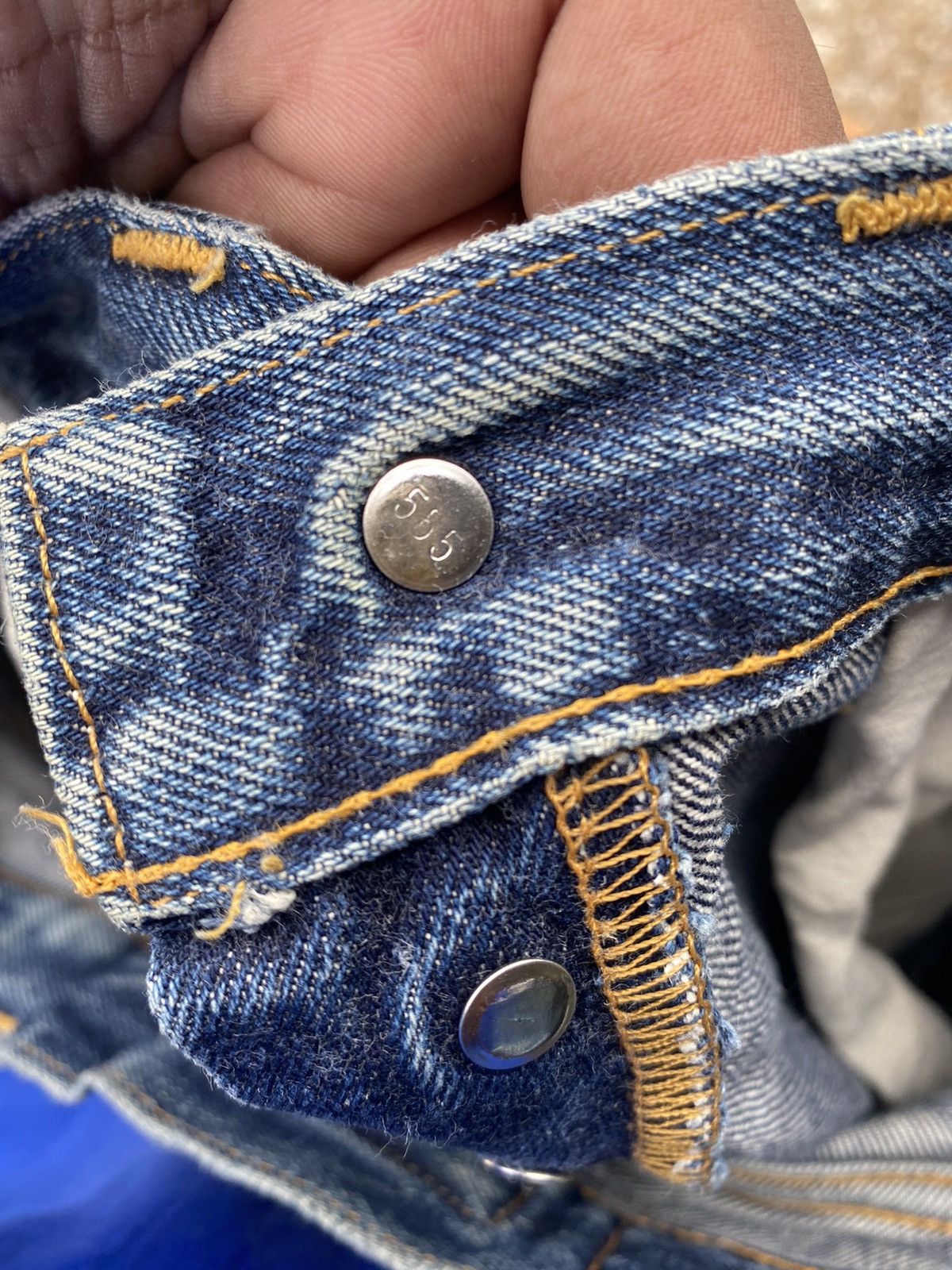 Levi's Vintage Clothing × Vintage Vintage Thrashed Levi’s 201 Big E Selvedge LVC Button 555 Size US 30 / EU 46 - 15 Thumbnail