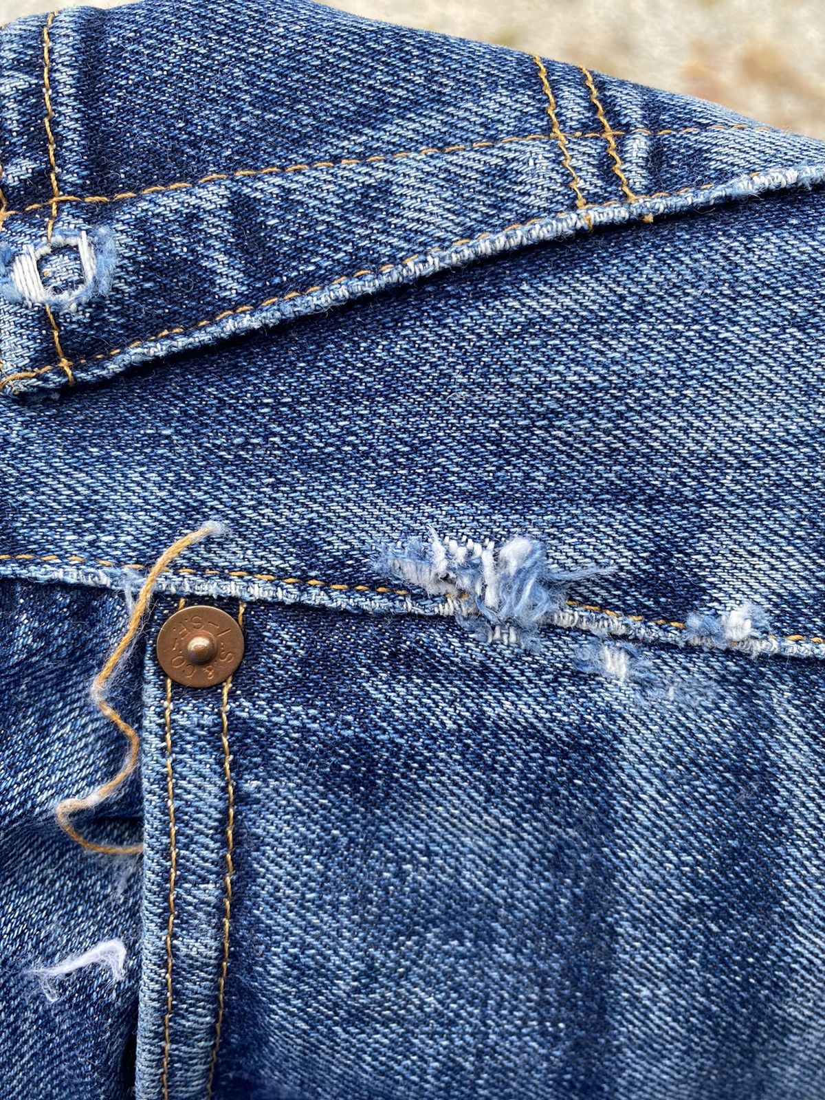 Levi's Vintage Clothing × Vintage Vintage Thrashed Levi’s 201 Big E Selvedge LVC Button 555 Size US 30 / EU 46 - 14 Thumbnail